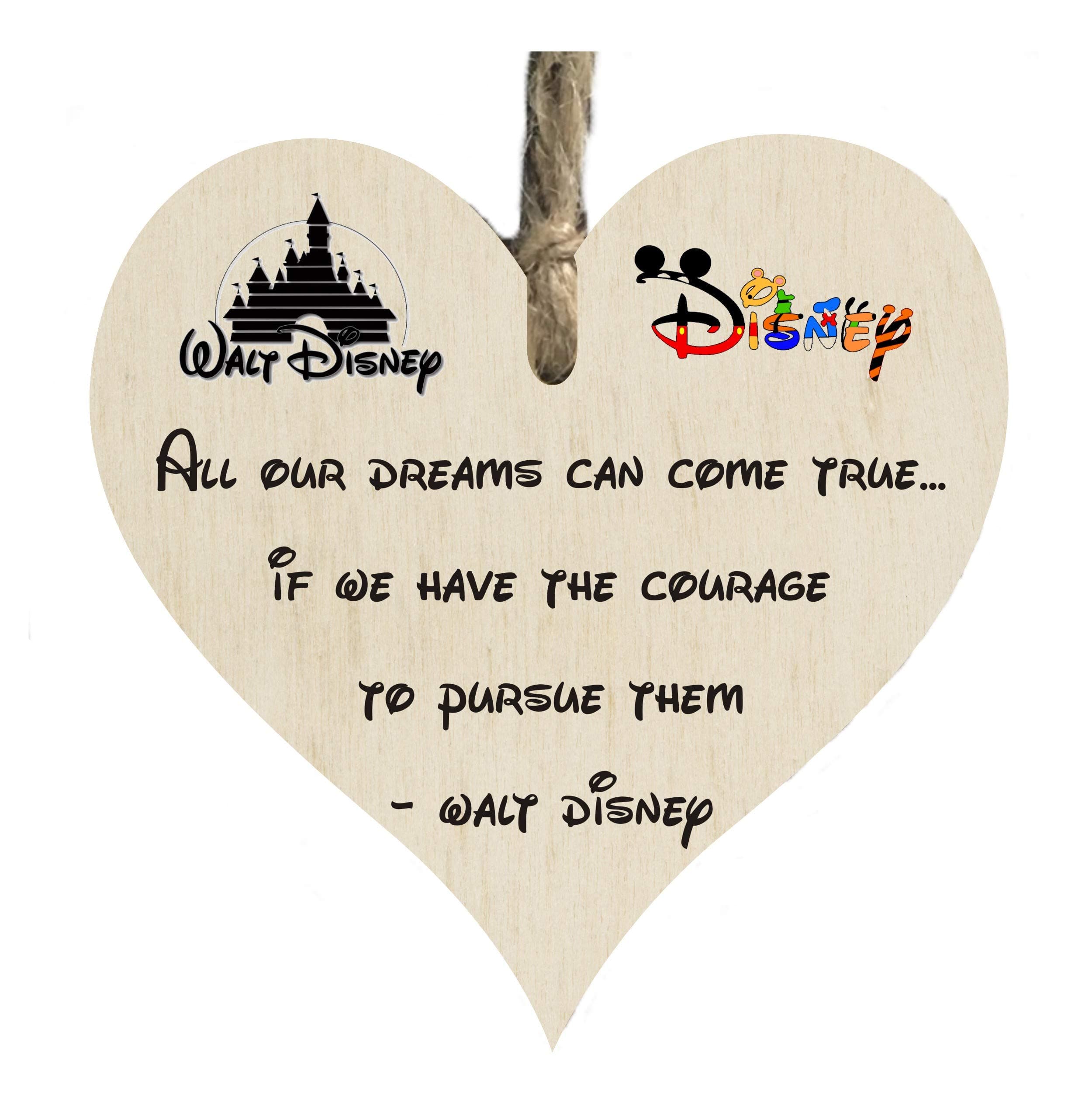 Inspired By Walt D Dreams Come True Quote Ceramic Heart Shape Plaque Gift Sign cr6