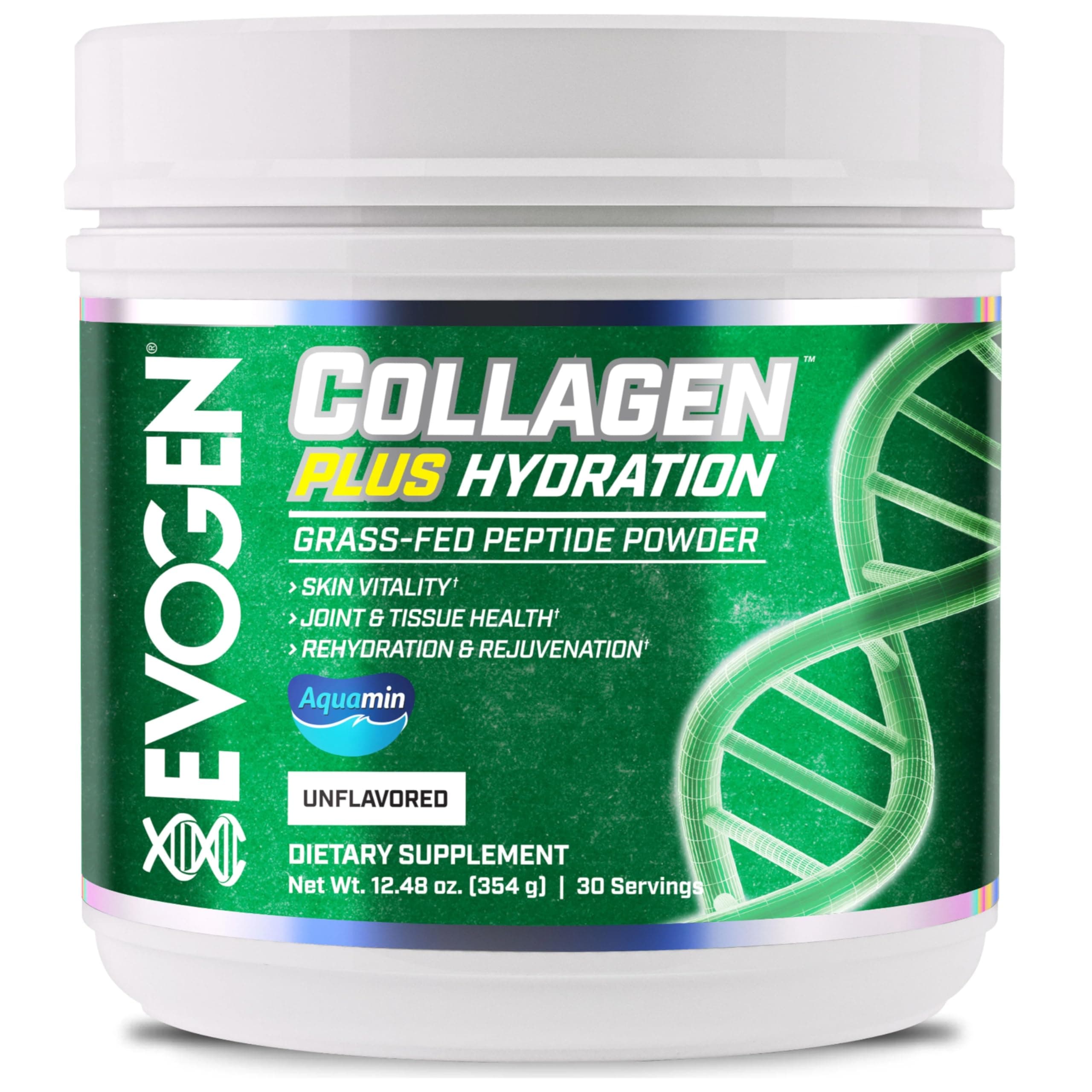 Collagen Plus Hydration - Grass-Fed Collagen for Women & Men | Collagen Peptides Powder | Collagen Powder Supporting Skin Vitality, Hydration, Joint & Tissue Health | Unflavored | 30 Servings