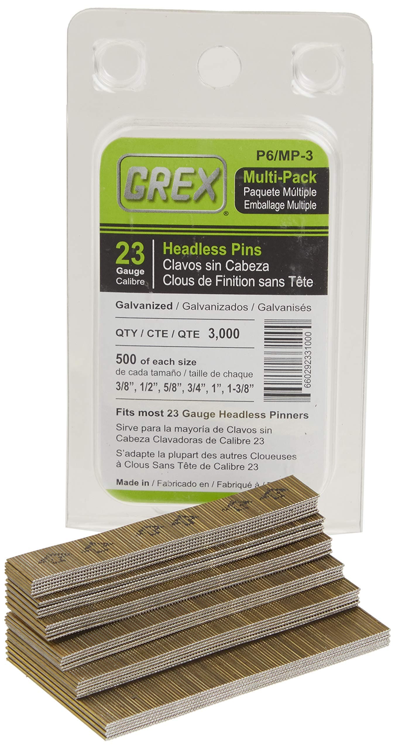 GREX 23 Gauge Headless Pins 3K Multi Pack