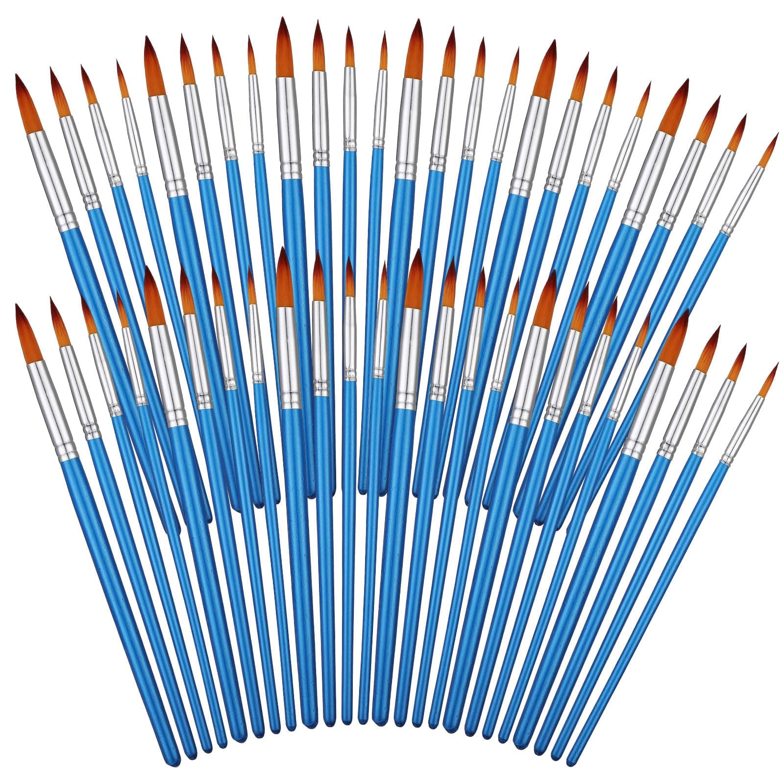 Sherr 48 Pcs Paint Brush Set Bulk Acrylic Brush Wood Paint for Detail Art Crafts Kids Artist Adult Watercolor Oil Face Body(0.35, 0.28, 0.2, 0.16 Inch,Round Style)