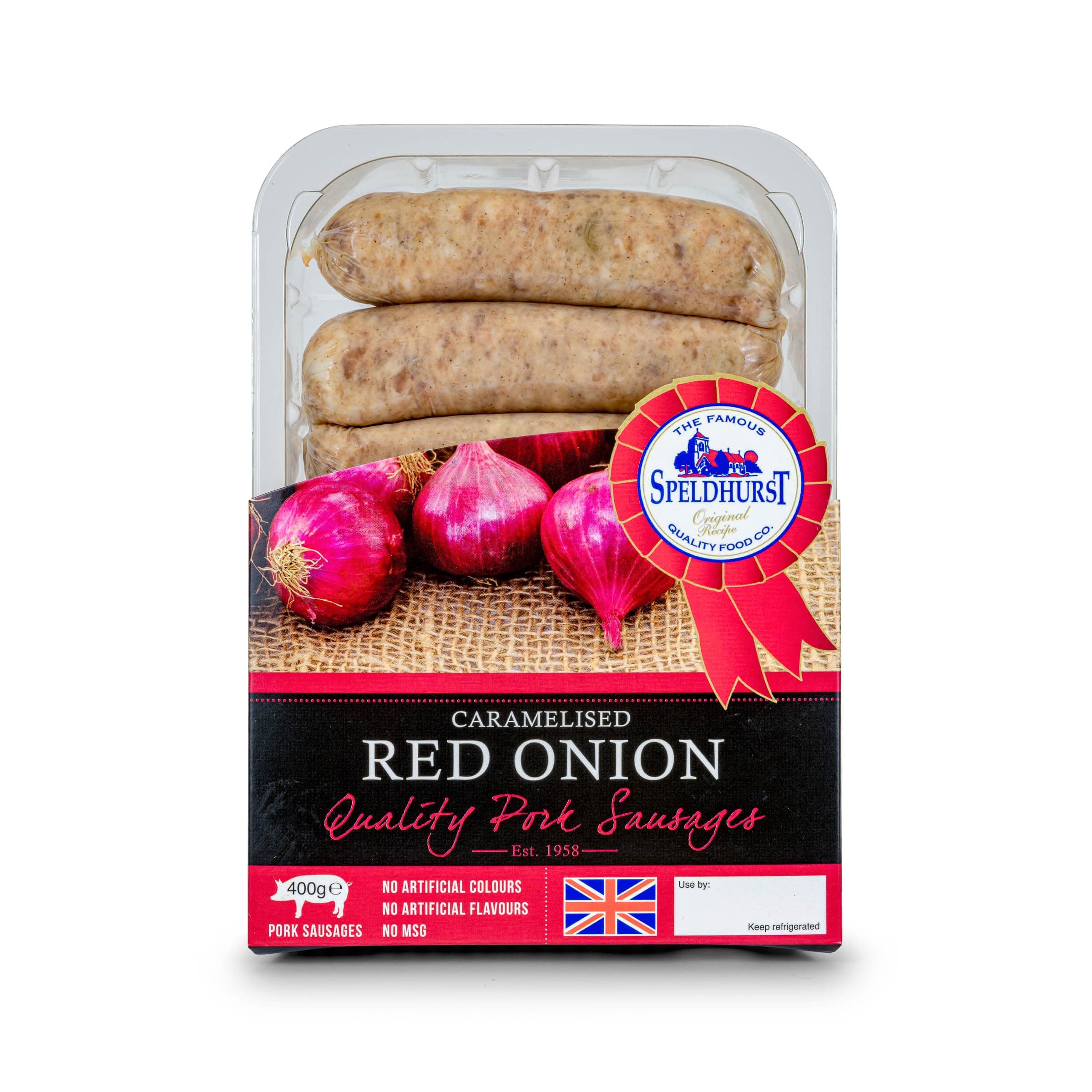 Speldhurst Quality foods Caramelised Red Onion Pork Sausage, 400 g