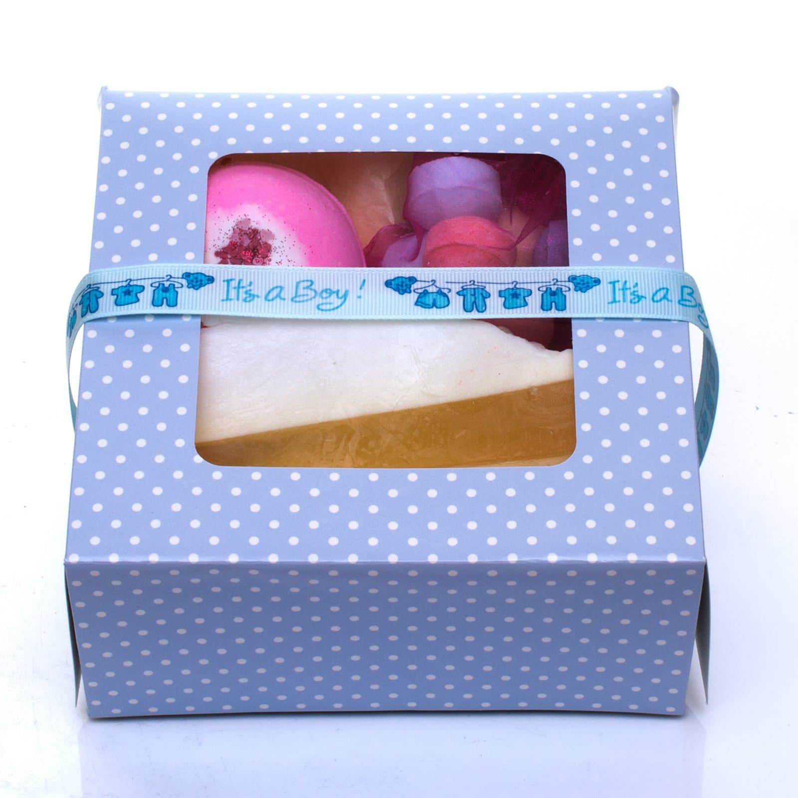 Bath Bomb Gift Set- Mini Pamper Hamper with Its a Boy Decoration -Lovely Baby Shower Gift