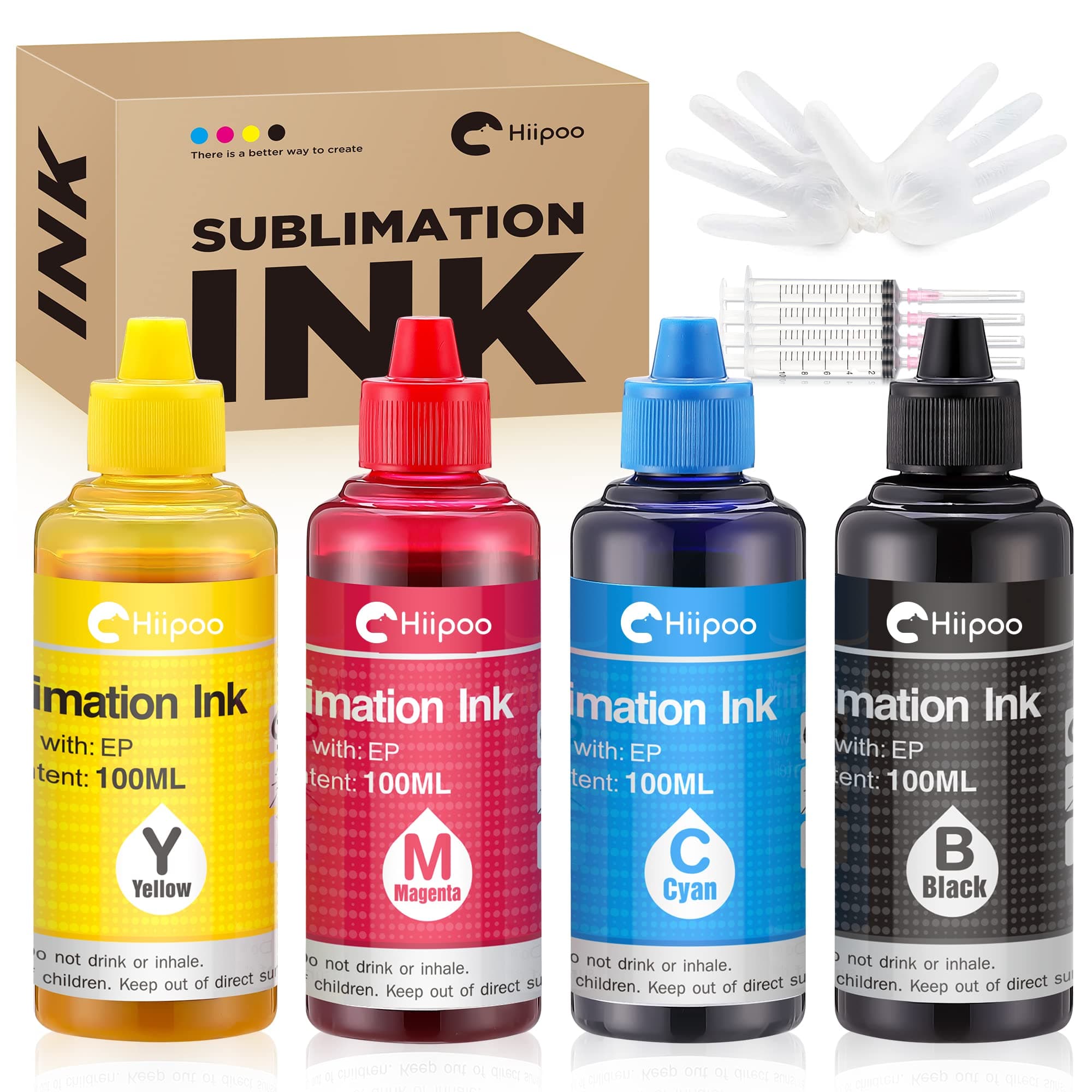 Hiipoo Sublimation Ink Refilled Bottles Work with WF7710 ET2760 ET2720 ET2803...