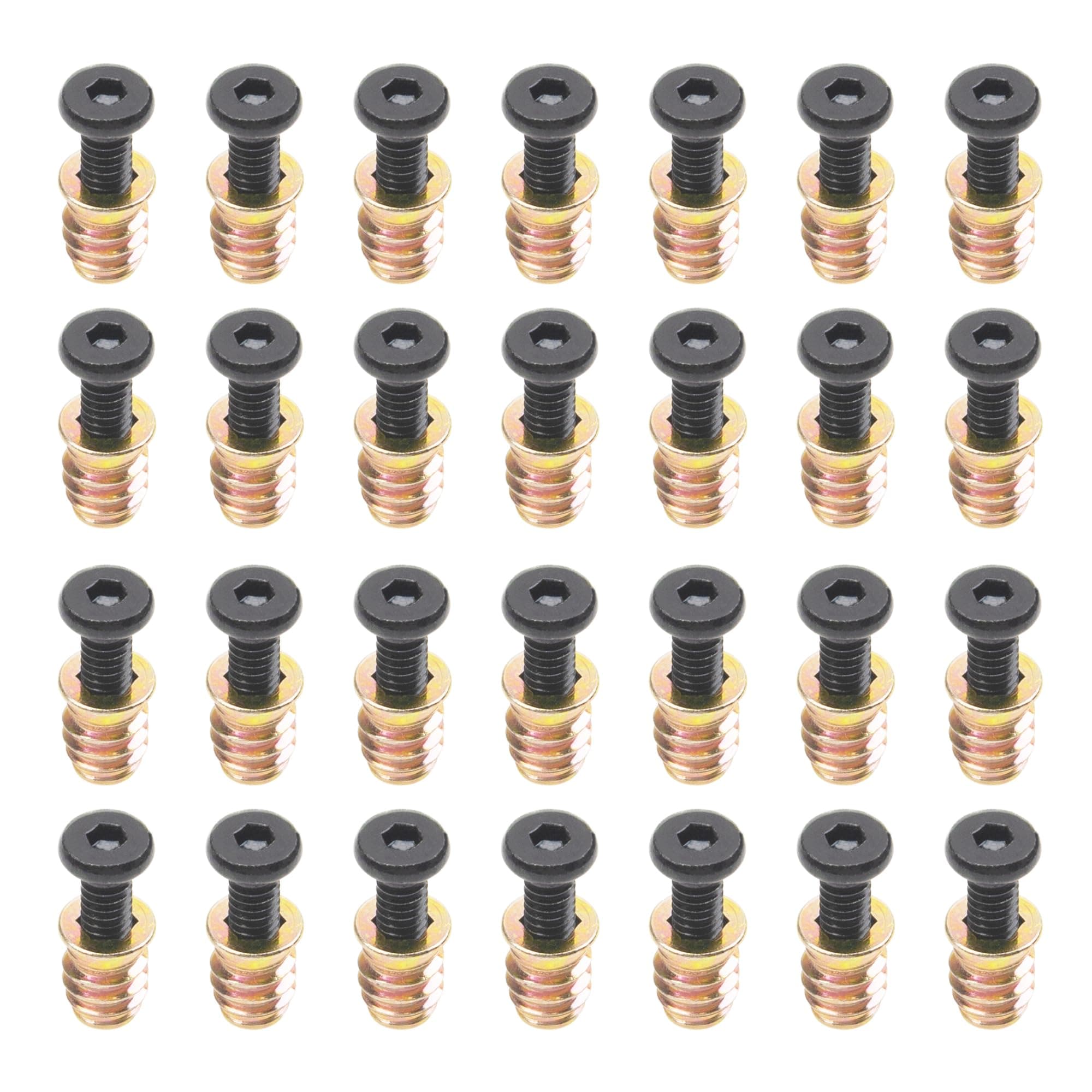28 Sets 1/4-20 x 25/32" Furniture Screw Nut Threaded Wood Inserts Bolt Fastener Connector Hex Socket Drive 1/4-20 x 19/32" Screw-in Nuts