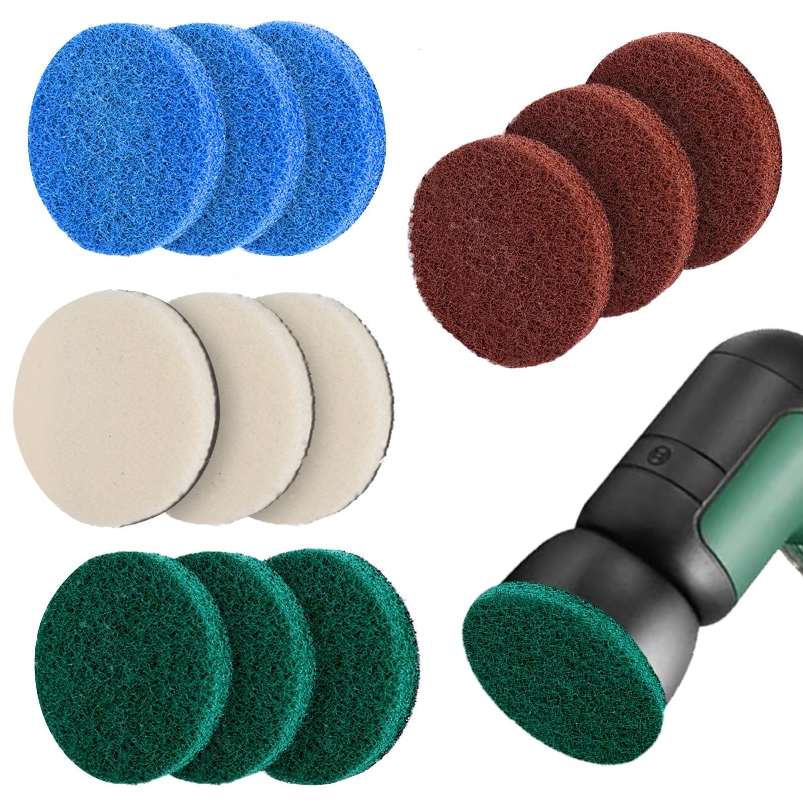 12Pcs Attachment for Bosch 6033 Set, Foam Universal Cleaning Brushes Compatible With Bosch Home and Garden, High Performance Microfibre Battery Cleaning Scrub Pad for Bosch Kitchen