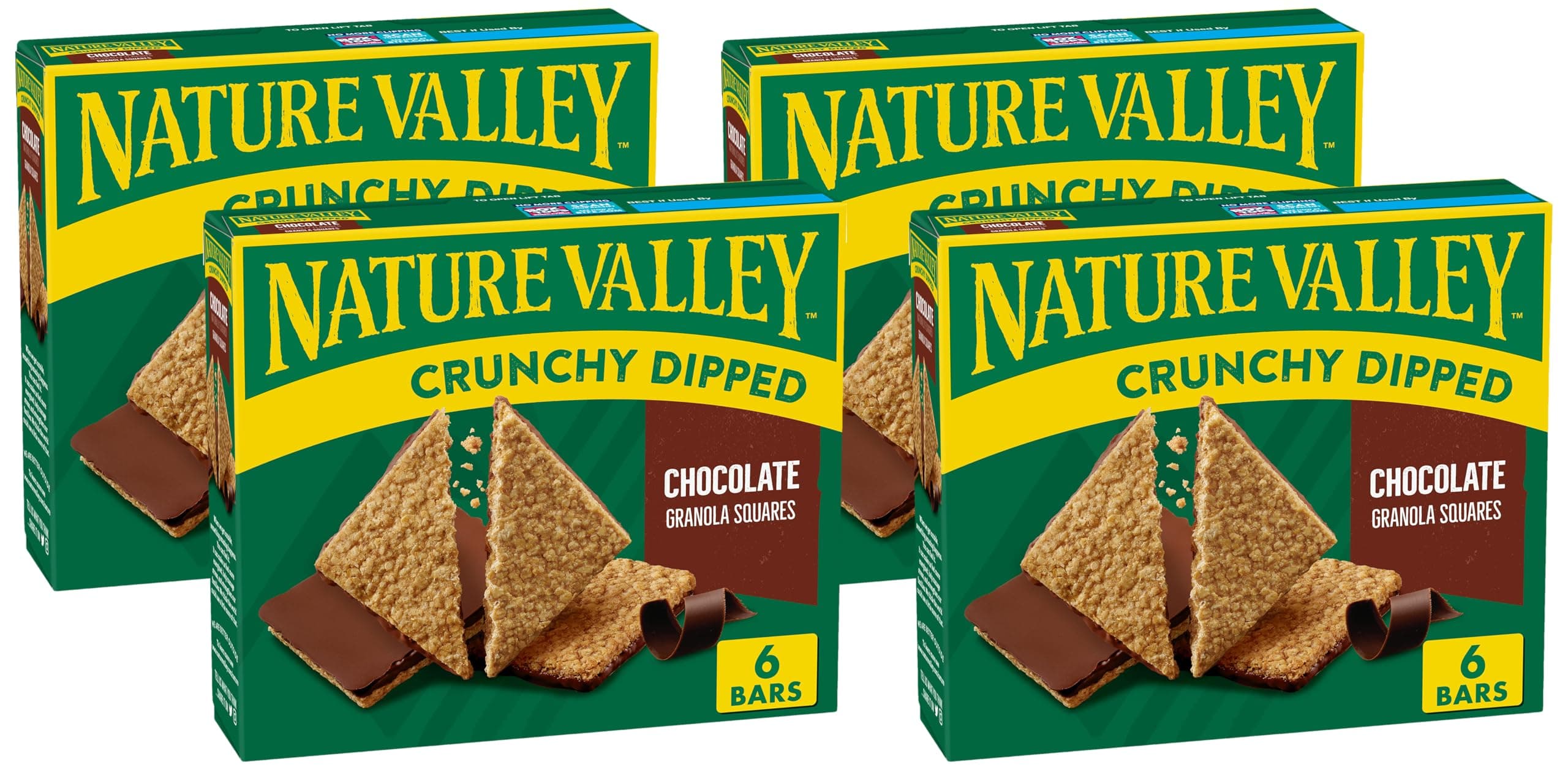 Nature Valley Crunchy Dipped Granola Squares, Oats and Chocolate, 6 ct (Pack of 4)