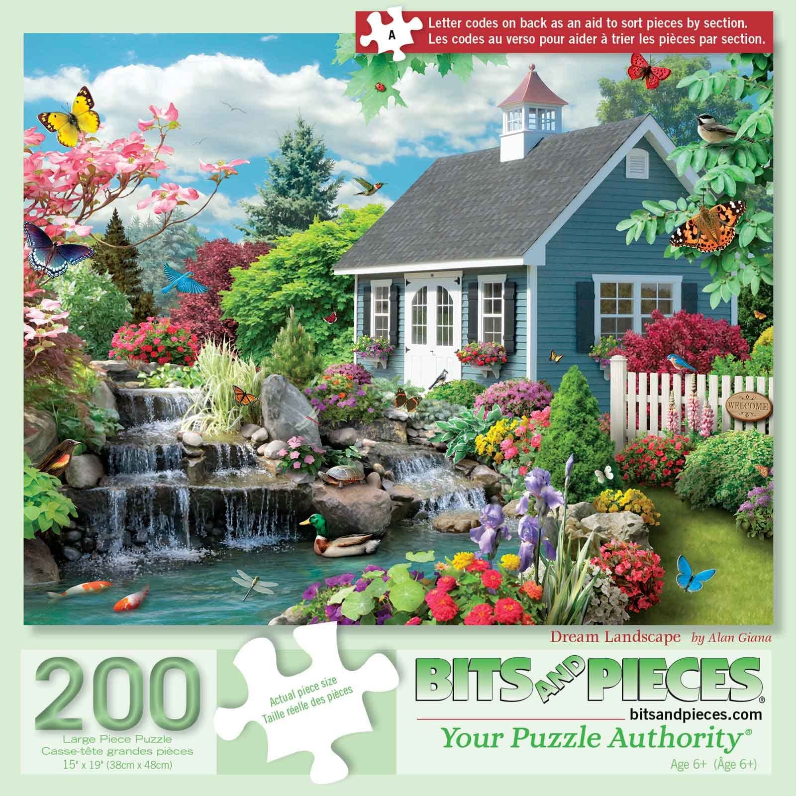 200 Piece Big Piece Jigsaw Puzzle for Seniors - 15" x 19" - 'Dream Landscape' - 200 pc Large Lettered Pieces Jigsaw by Alan Giana