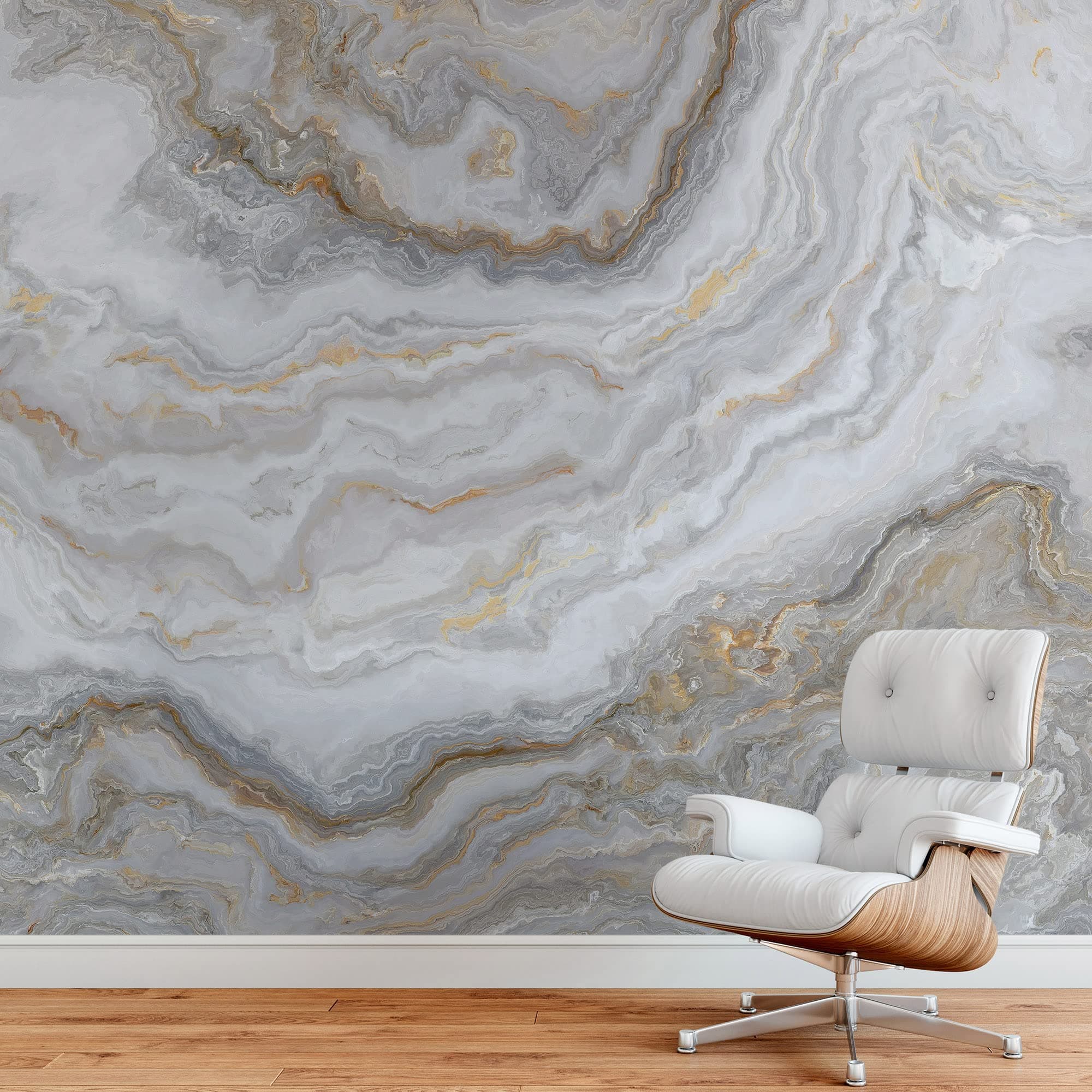 White Marble Stone Granite Slate Peel and Stick Wallpaper | Removable Wall Mural #6180 (9ft H X 12ft W)