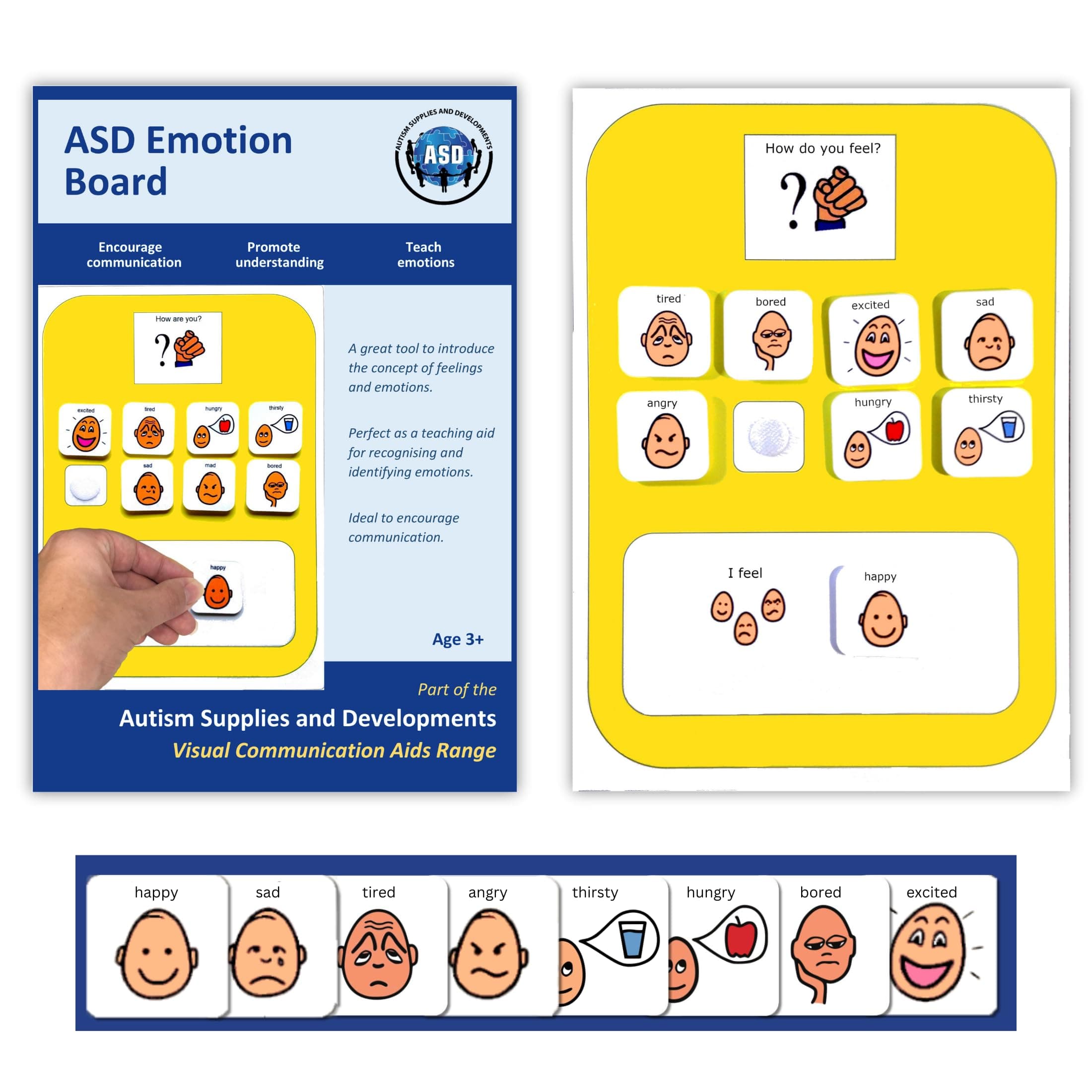 Feelings Chart for Children – 8 Emotion Cards – SEN - Autism Learning Resources – Nonverbal Communication - Visual Timetable for Autistic Children