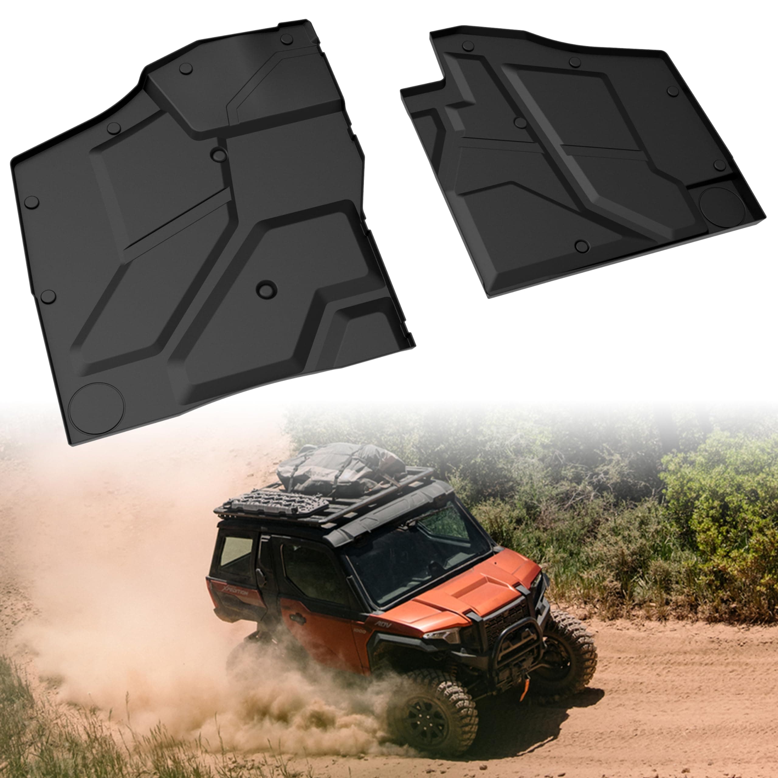 SAUTVSTPE Front Floor Mats for Polaris Xpedition XP/ADV 2024+, Front Row Floor Liners All Weather Protection Slush Mats Floor Mats for Polaris Xpedition XP XP5/ ADV ADV5 2024+ Accessories (2PCS)