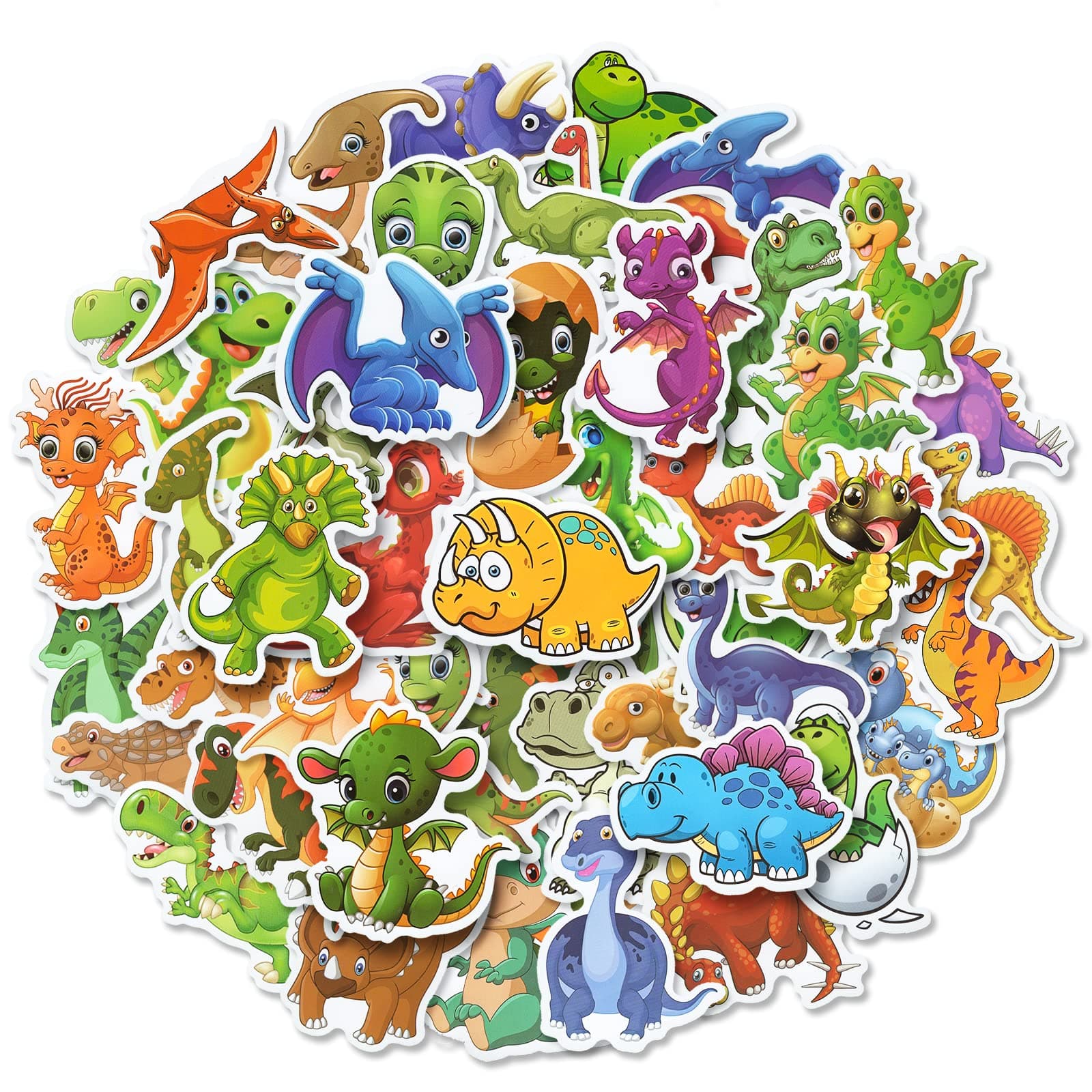 50pcs Anime Dinosaur Stickers for Kids 2-8，Dino Stickers for Water Bottles Laptop，Cute Stickers for Boys and Girls