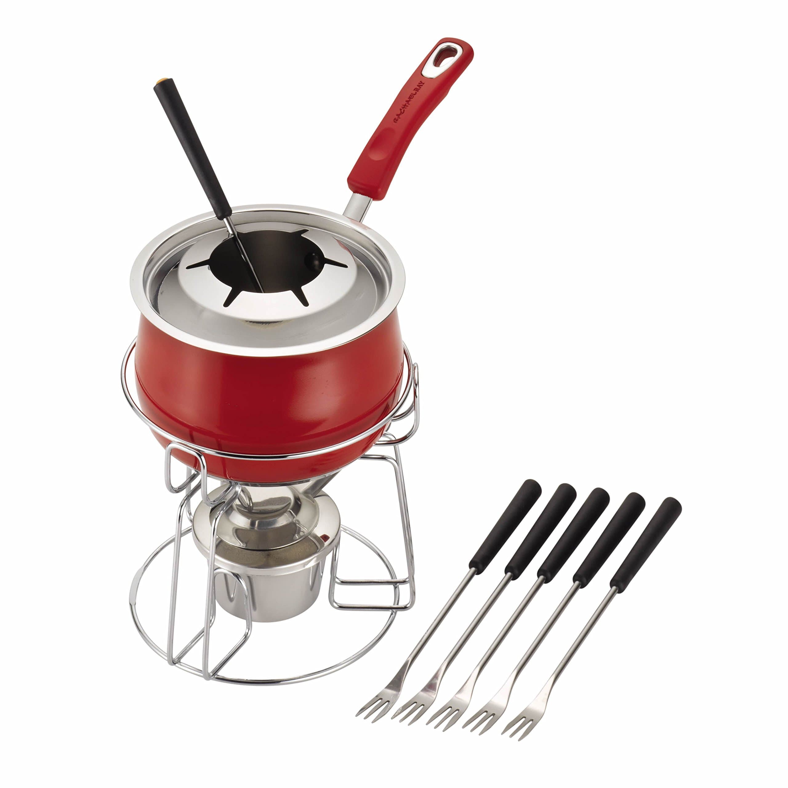 Rachael Ray Classic Brights Stainless Steel Fondue Set, Red