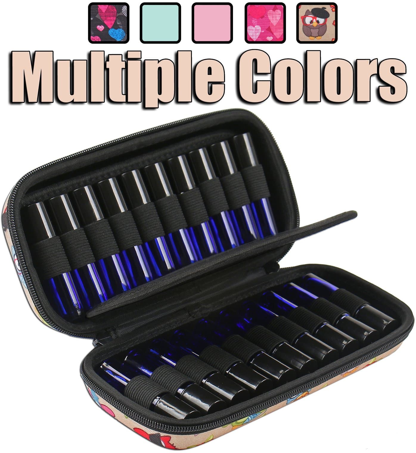 20 Bottle Essential Oil Carrying Case Premium Hard Shell Protection for up to 20 Bottles – Perfect for Roller and Standard Bottles 5ml to 10ml – Great for Travel (Fun Owls)