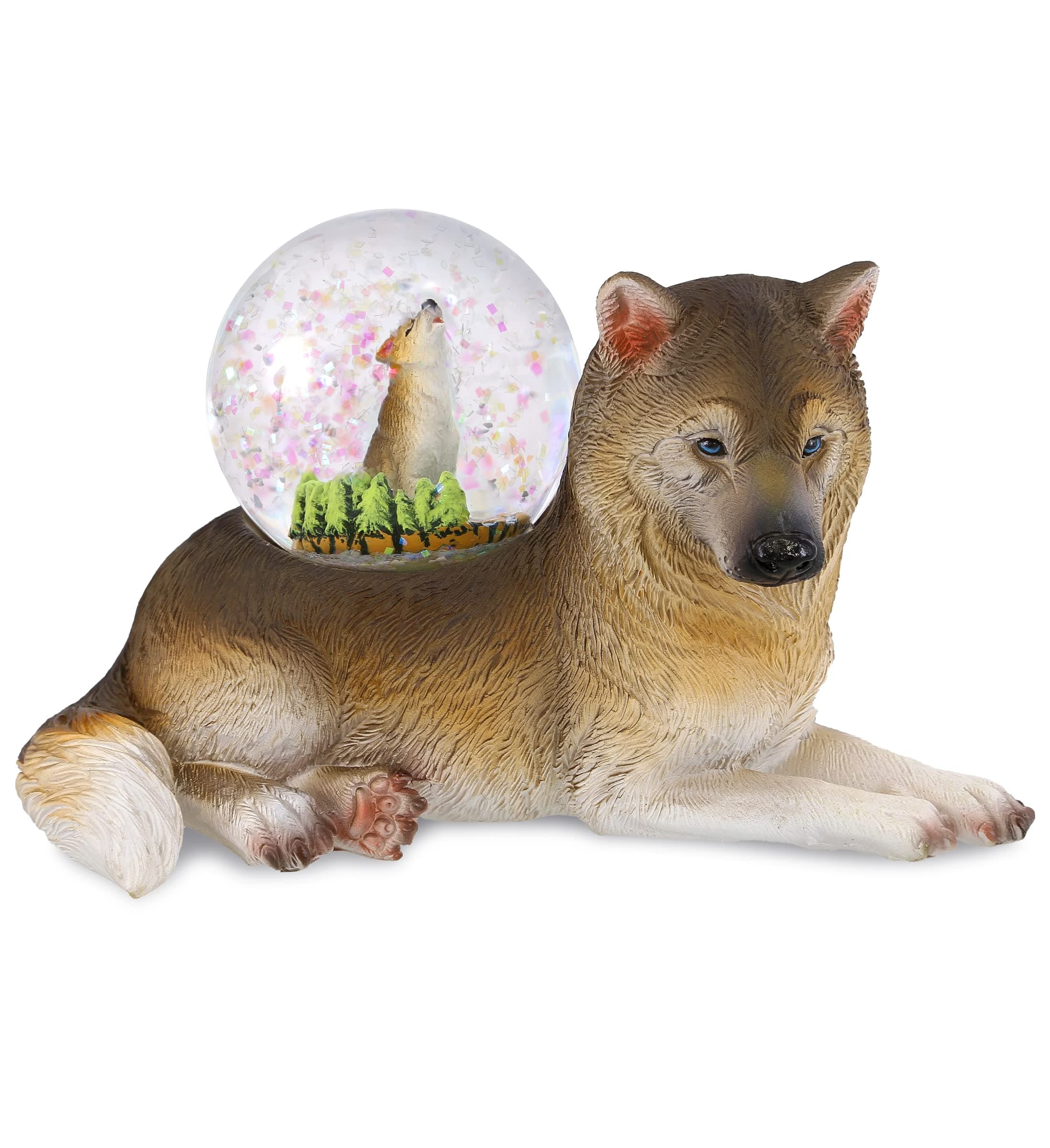 CoTa Global Wolf Snow Globe - Magical Rainbow Water Globe Figurine with Sparkling Glitter, Collectible Novelty Ornament for Home Decor, for Birthdays, Christmas, and Valentine - 45mm