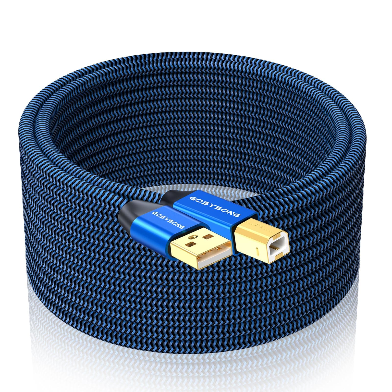- 20ft USB 2.0 Printer Cable High Speed USB A to USB B Cable Compatible with HP, Canon, Dell, Epson, Xerox Printers (Blue)