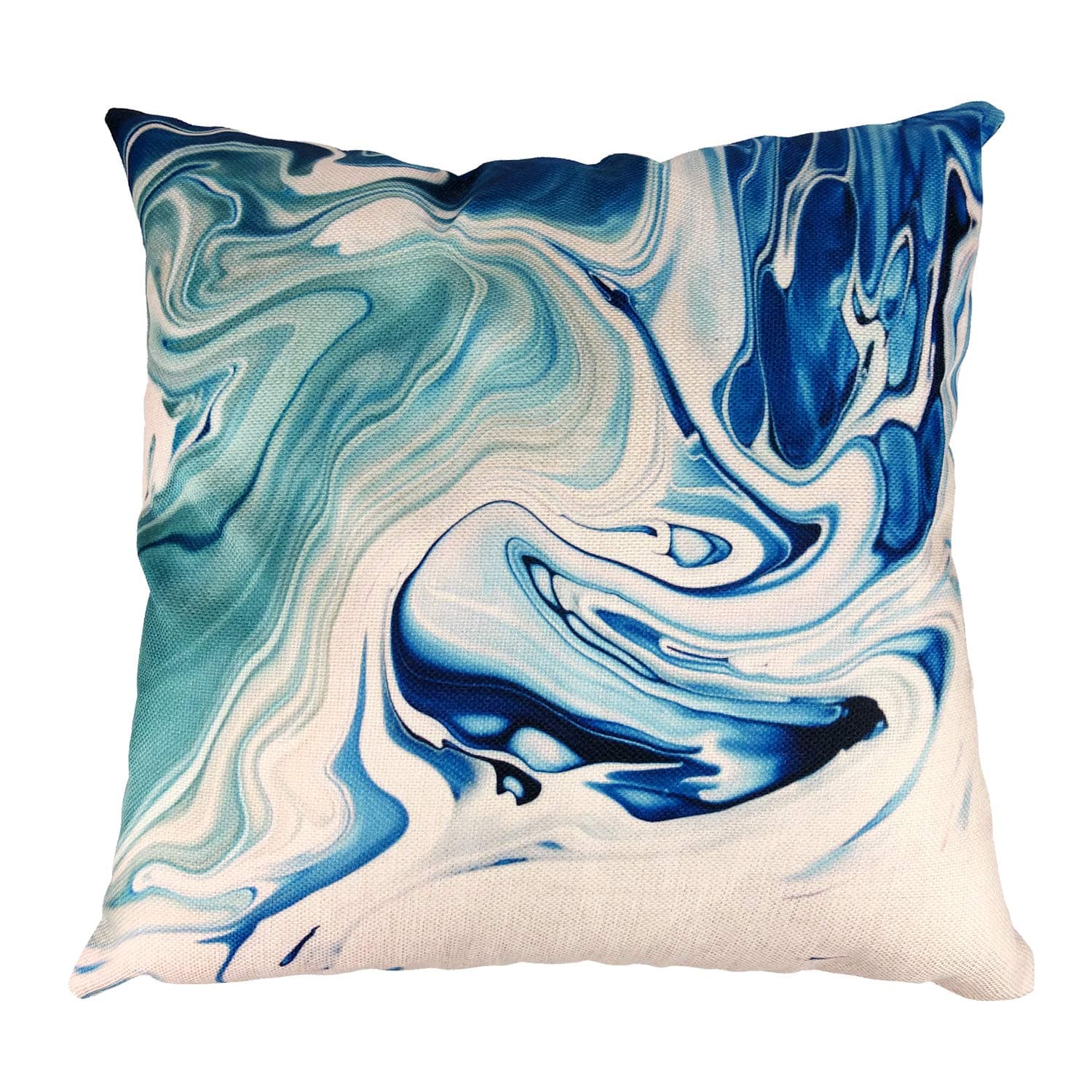 OATHENE Set of 4 Decorative Throw Pillow Covers,Navy Blue Marble Dots Sea Texture Linen Cushion Sofa Bedroom Car,Home Decor,18 x 18 Inch.1367