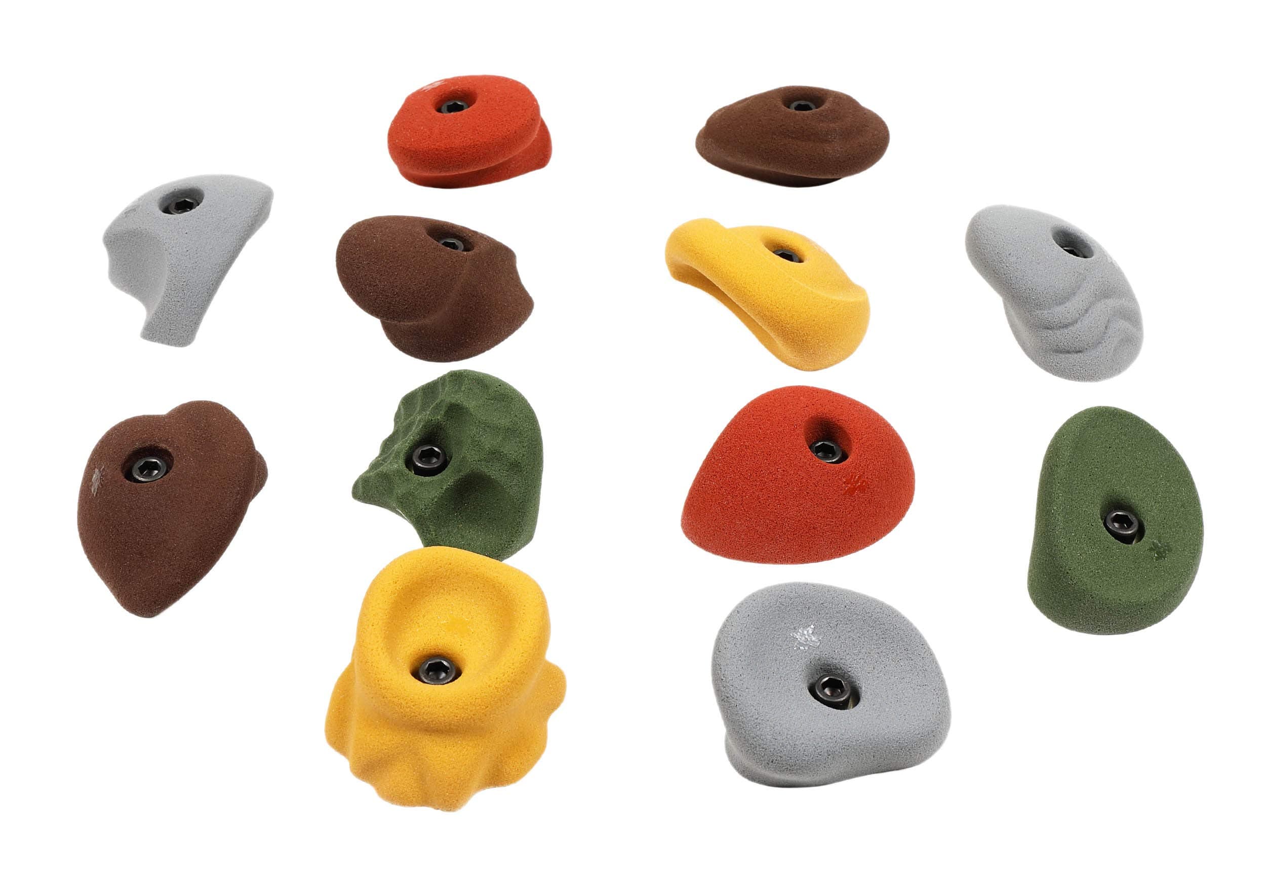 Atomik Rock Climbing Holds Set of 12 Large Classic Jugs in Assorted Earth Tones