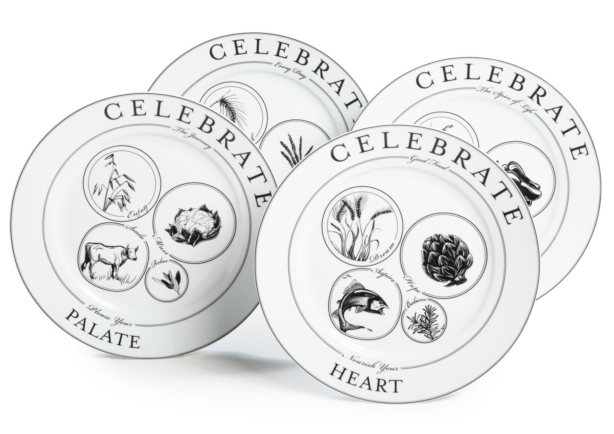 Celebrate Portion Control Dinner Plates, Set of 4