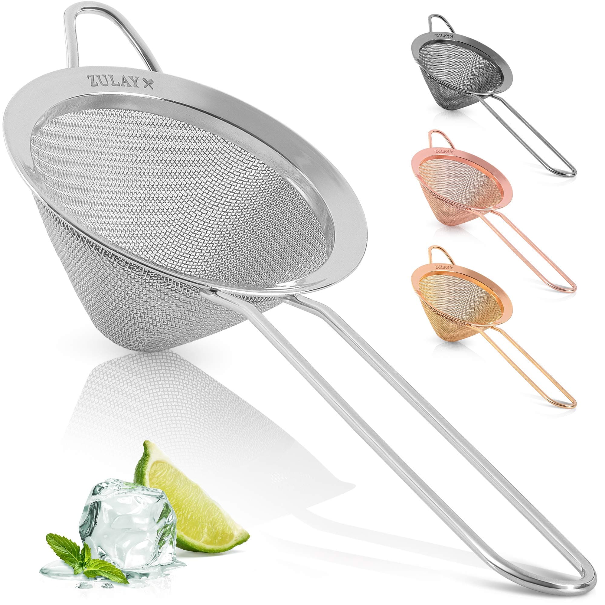 Zulay Kitchen 304 Stainless Steel Fine Mesh Strainer 3.35 in - Strainers Fine Mesh, Tea Strainers for Loose Tea - Perfect for Tea, Cocktails, Juicing, Drinks, Liquids, Matcha, Coffee & More