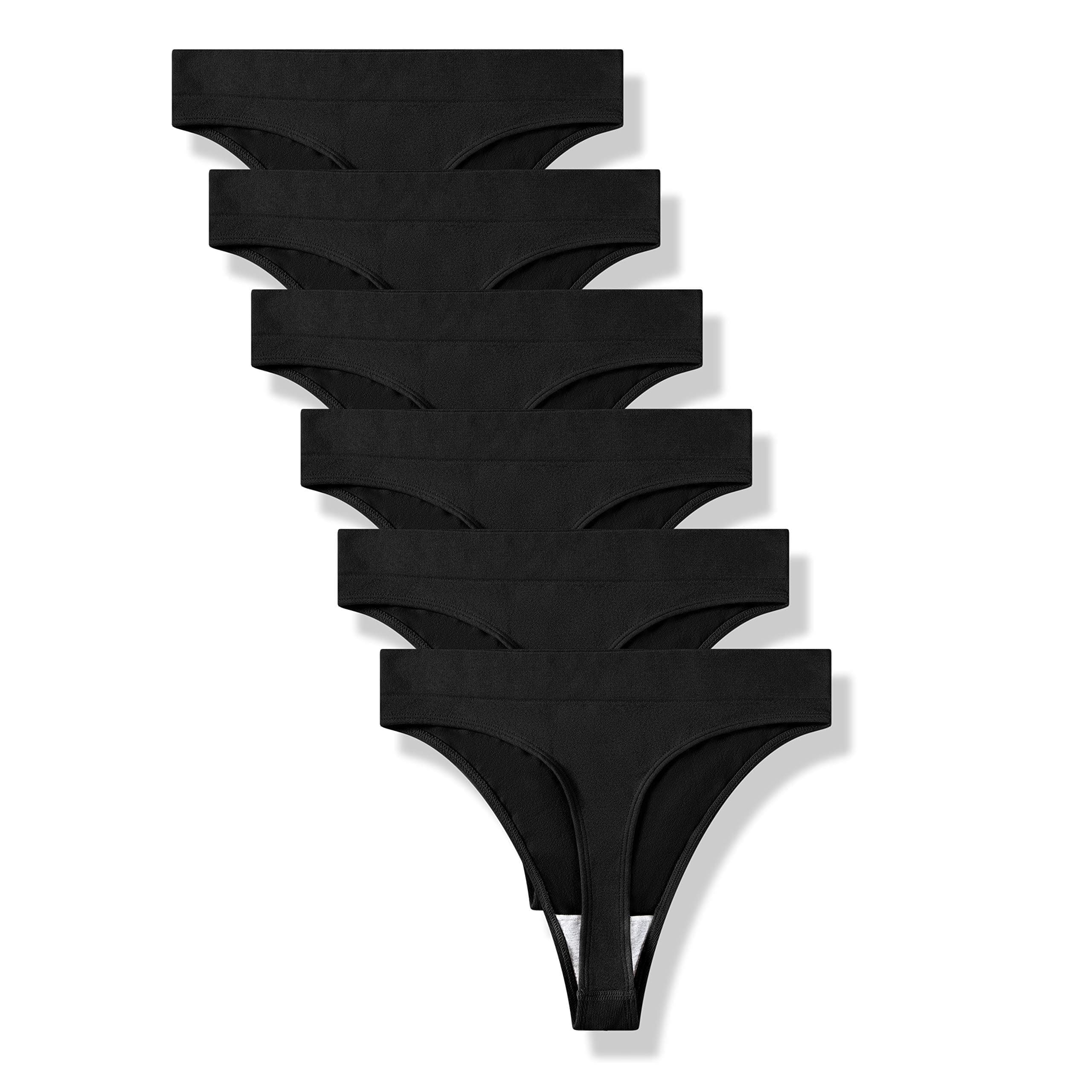 Women's High Waisted Breathable Seamless Thong Panties,No Show Workout Underwear,Comfortable Cotton Crotch,6 Pack