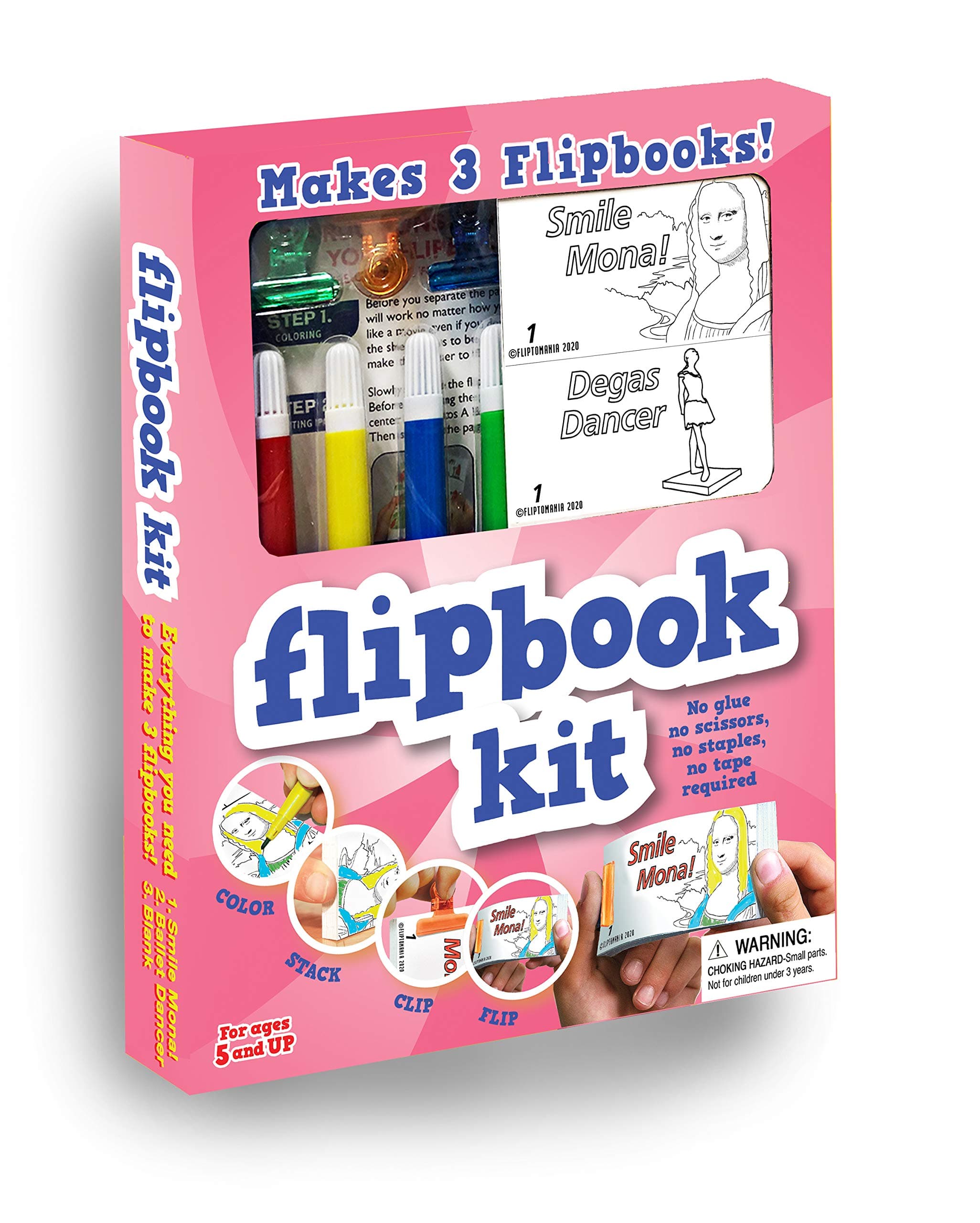 FliptomaniaMake Your Own Flipbook: Fine Art - Mona Lisa & Degas Dancer - Paper Stop Motion Animation Kit for Kids 6-12 & Creative Artists
