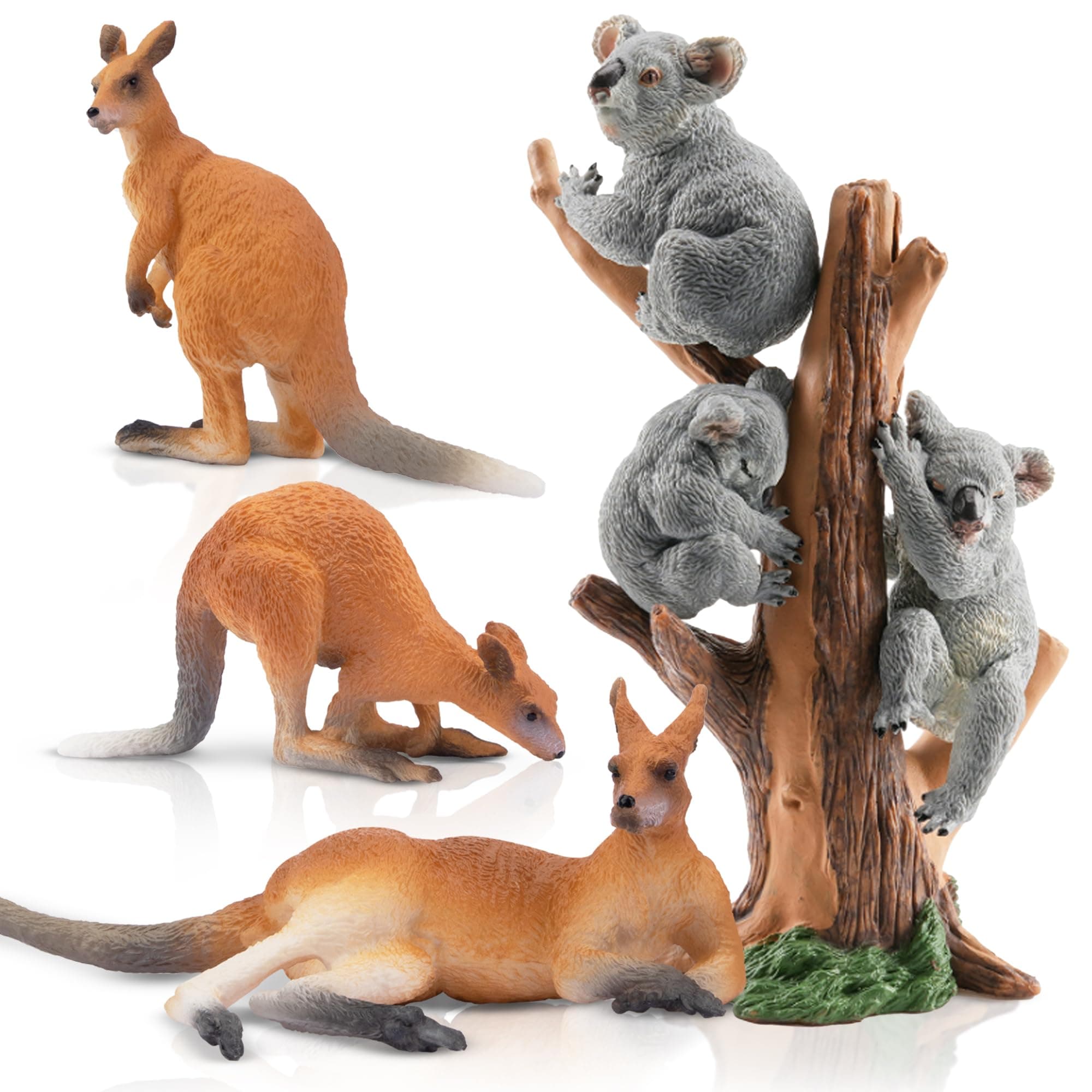 7PCS Australian Wildlife Animal Figurines Includes Koala and Kangaroo Figure Toy, Plastic Forest Animal Figures Toy Set, Cake Toppers Christmas Birthday Gift for Kids Toddlers