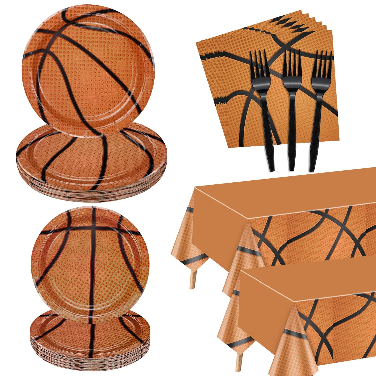 162 Pcs Basketball Tableware Set, Basketball Party Plates, Basketball Tablecloth, Napkins, Basketball Birthday Party Decorations for Teens Kids Boys Basketball Team Party Supplies, Serves 40 Guests