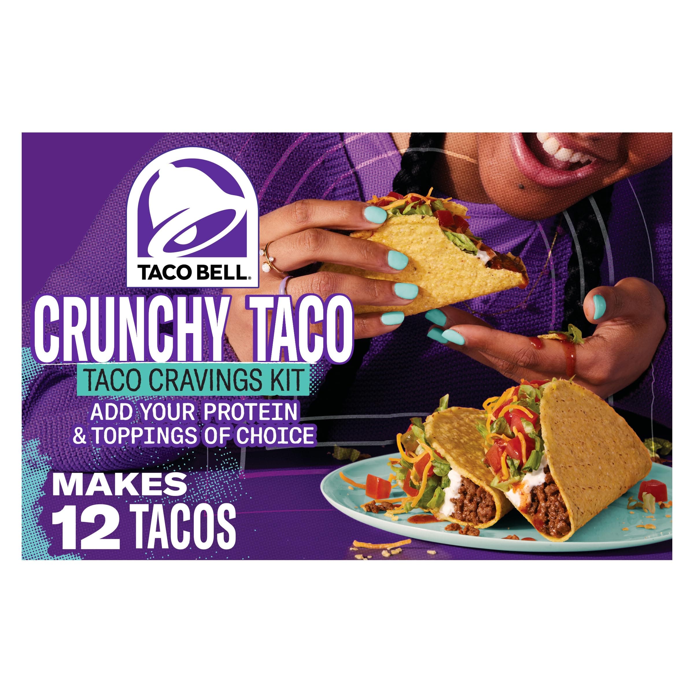 Taco Bell Crunchy Taco Cravings Kit with 12 Crunchy Taco Shells, Taco Bell Mi...