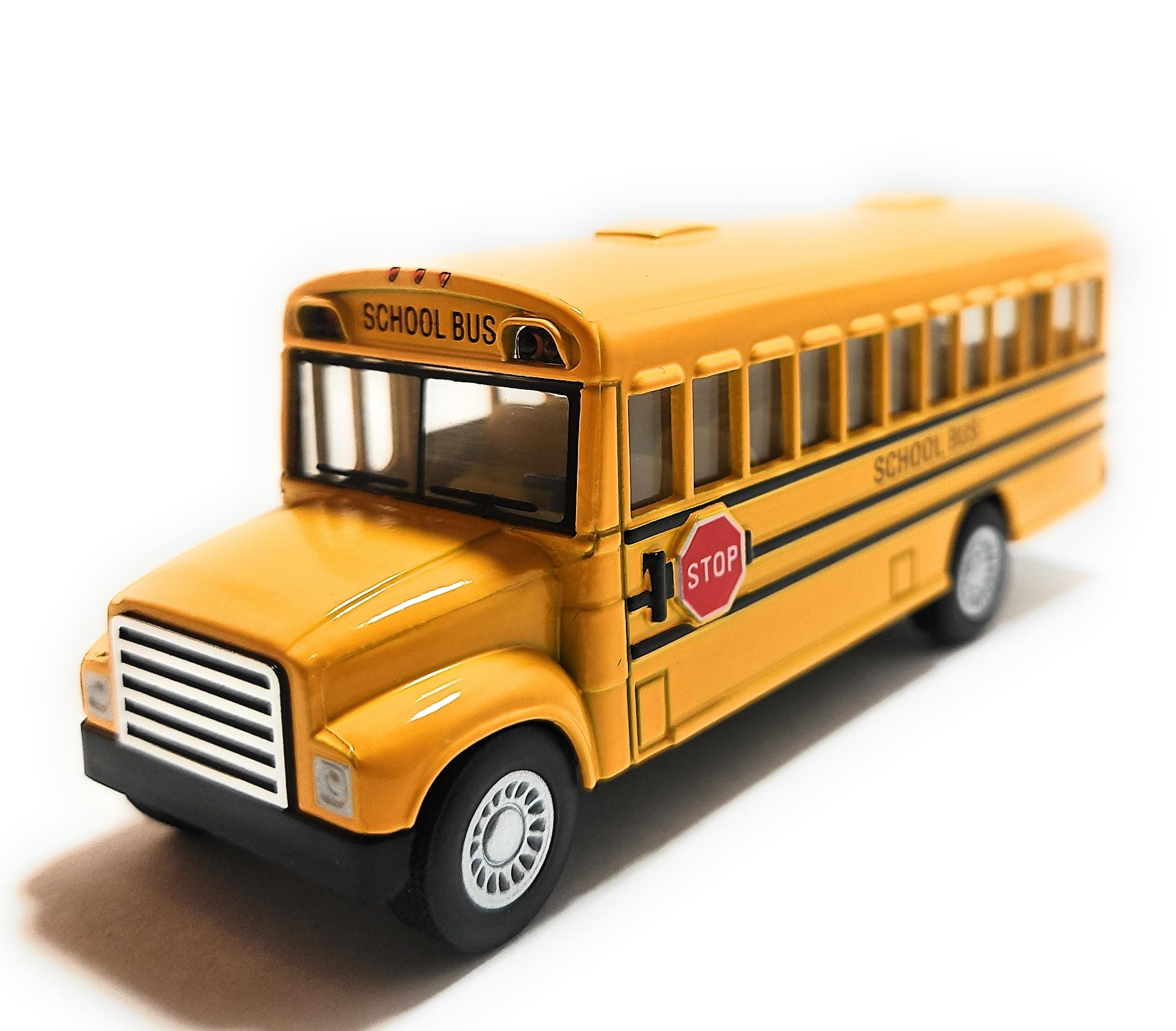 New 5 KINSFUN DISPLAY - YELLOW SCHOOL BUS Diecast Model Car By