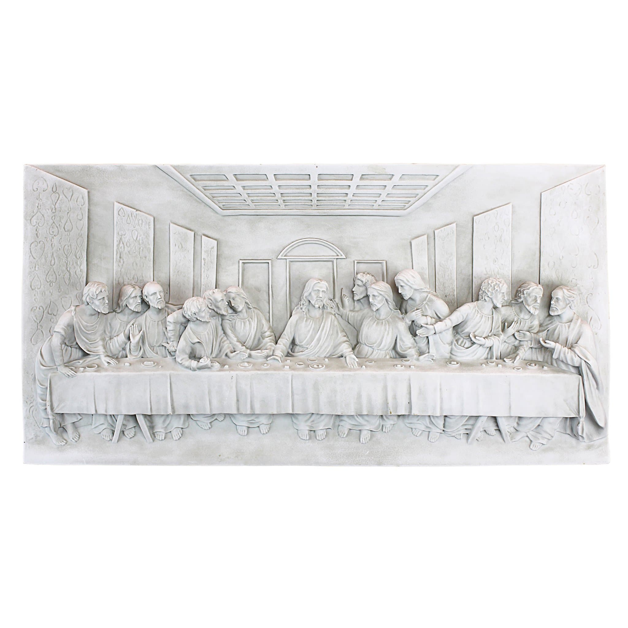 Design Toscano The Last Supper Religious Wall Freeze Sculpture, 23" Wide x 12" Height, Hand Cast Polyresin, Antique Stone Finish