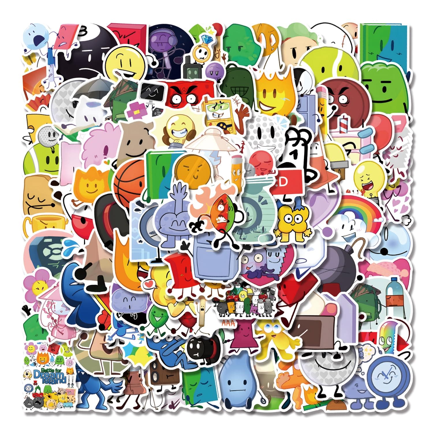 BFDI Cute Battle for Dream Island ステッカー ビニール 防水 デカール ティーン ガールズ キッズ 大人 水筒 ノートパソコン 荷物 スノーボード ギター スクラップブック 電話 動物 パーティー ステッカー 110個
