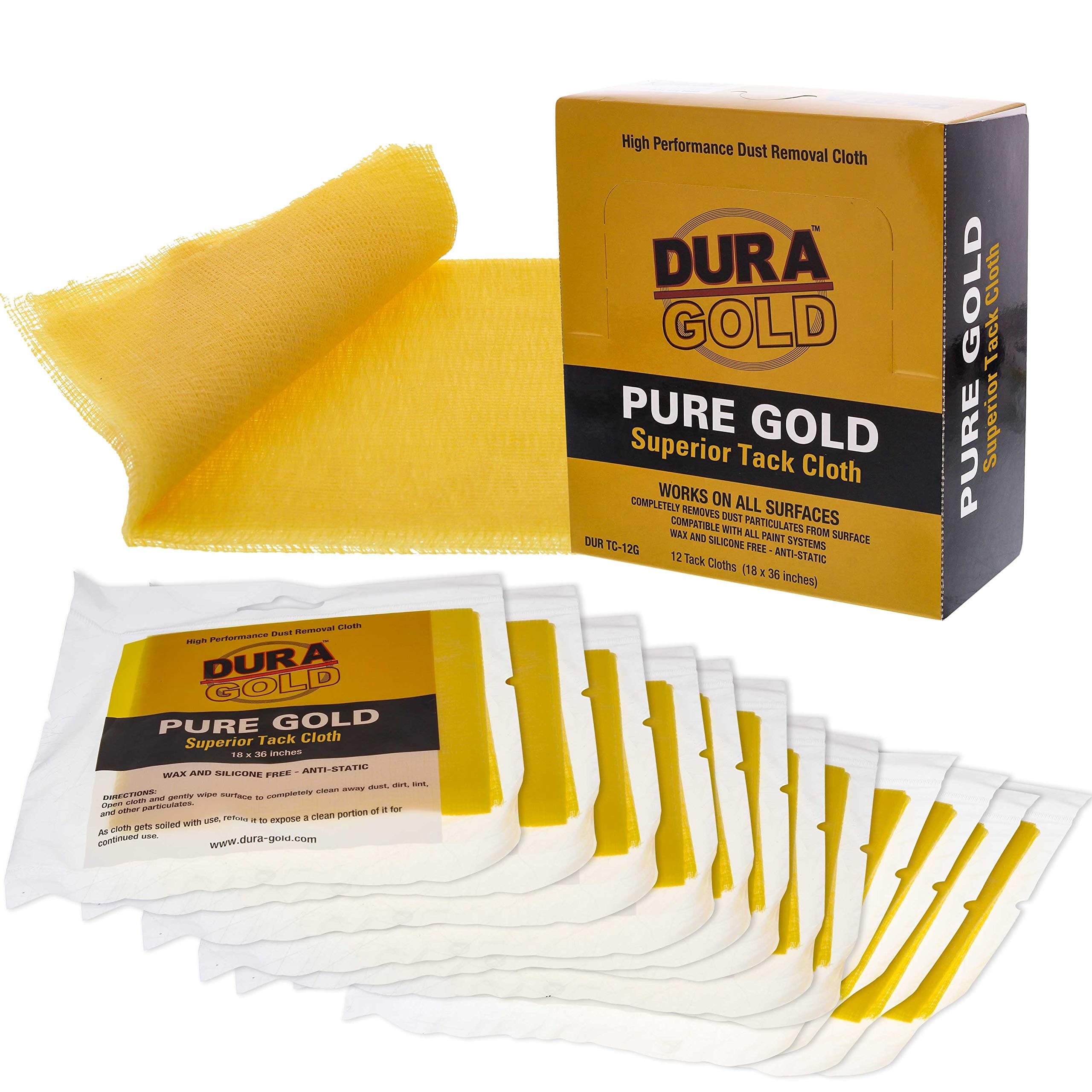 Pure Gold Superior Tack Cloth (Pack of 12), Woodworking, Automotive Paint, Tack Cloth Autobody Painting, Painters Cloths, Dust Rags, Stain Rags, Wood Staining Pads, Tac Cloths, Tacky Towel