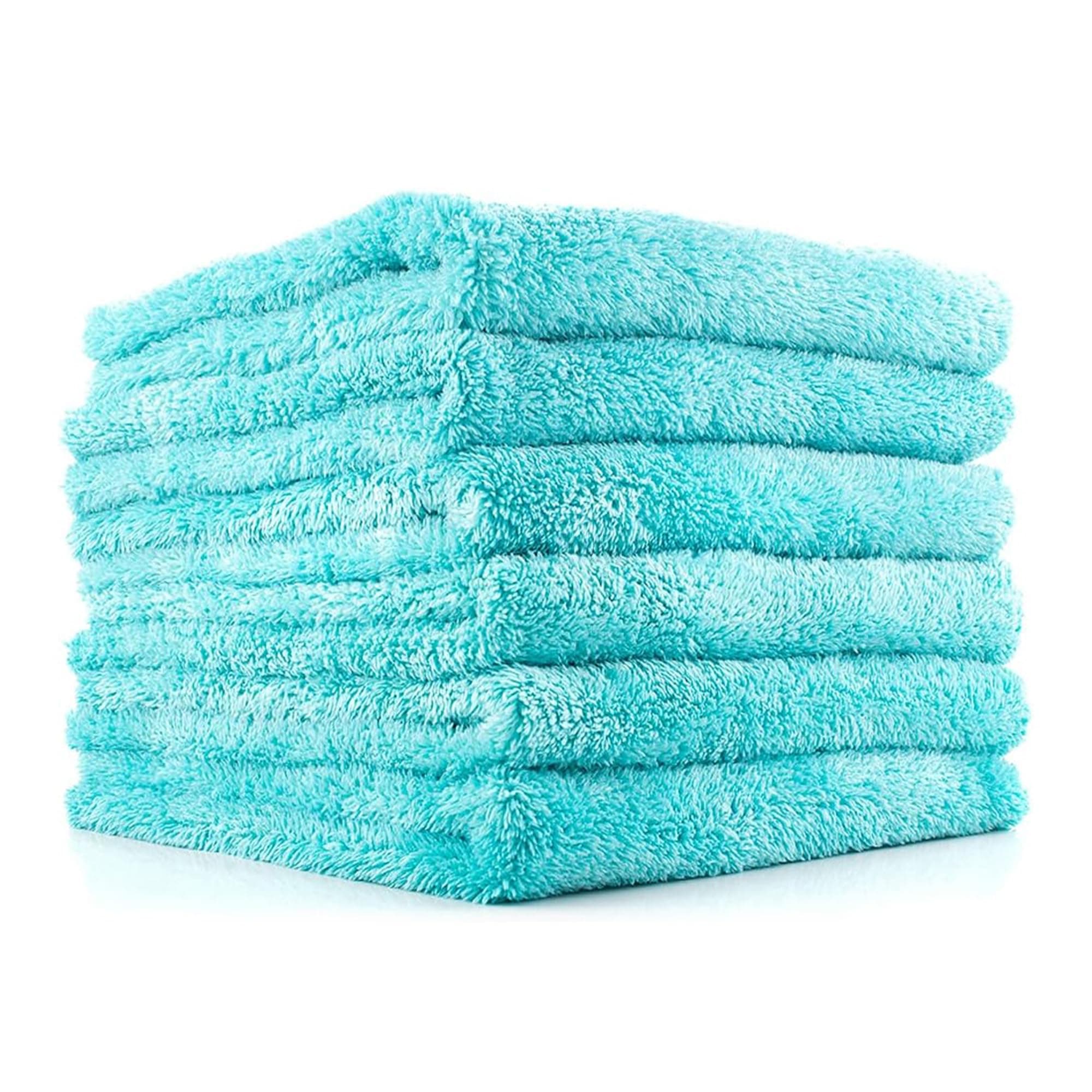 Eagle Edgeless 450 (6-Pack) Professional Korean 70/30 Blend Super Plush Microfiber Detailing Buffing Polishing Drying Towels for Cars 16x16 in, Teal Blue