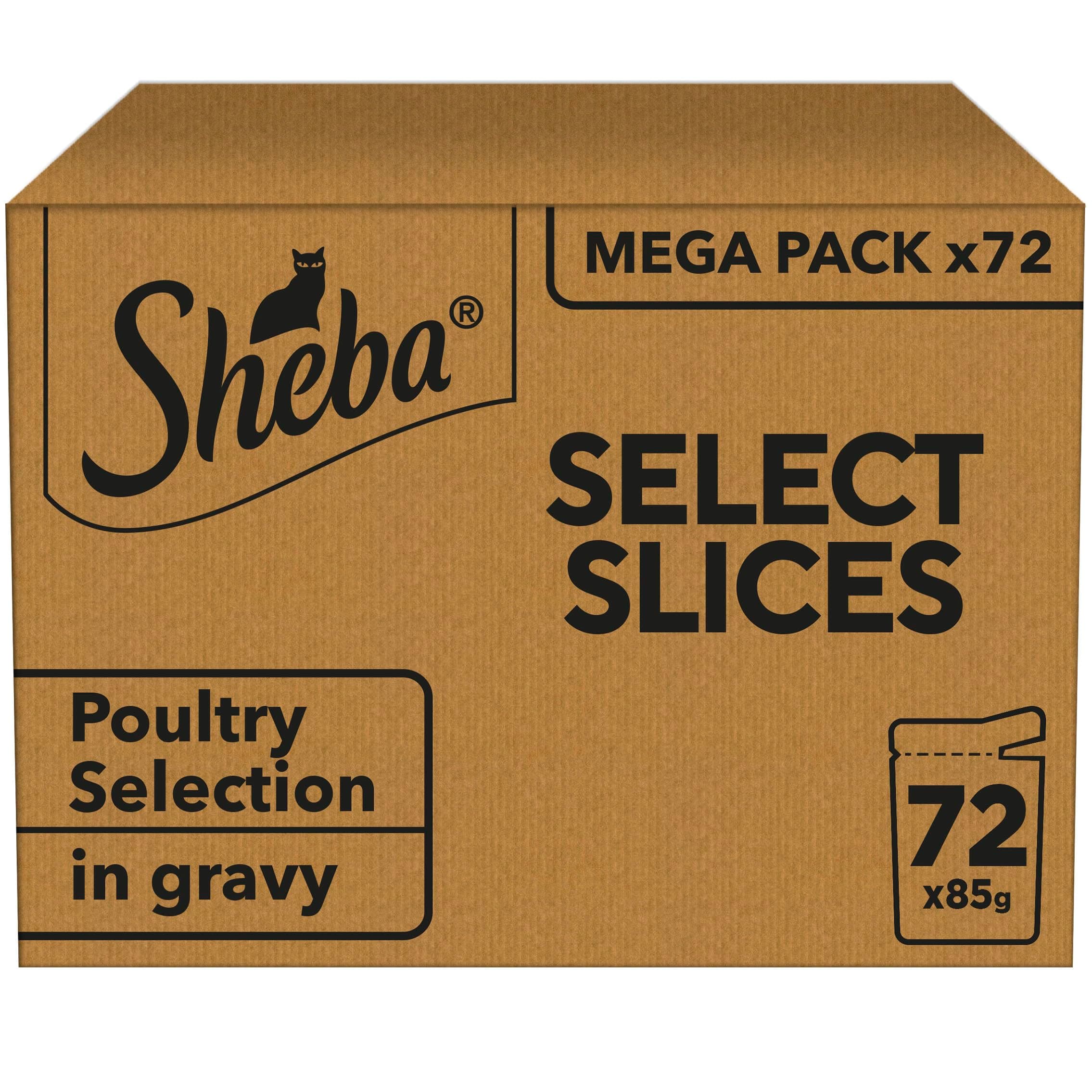 Select Slices in Gravy – Poultry Selection – Wet cat food pouches for adult cats – 72 x 85g pack