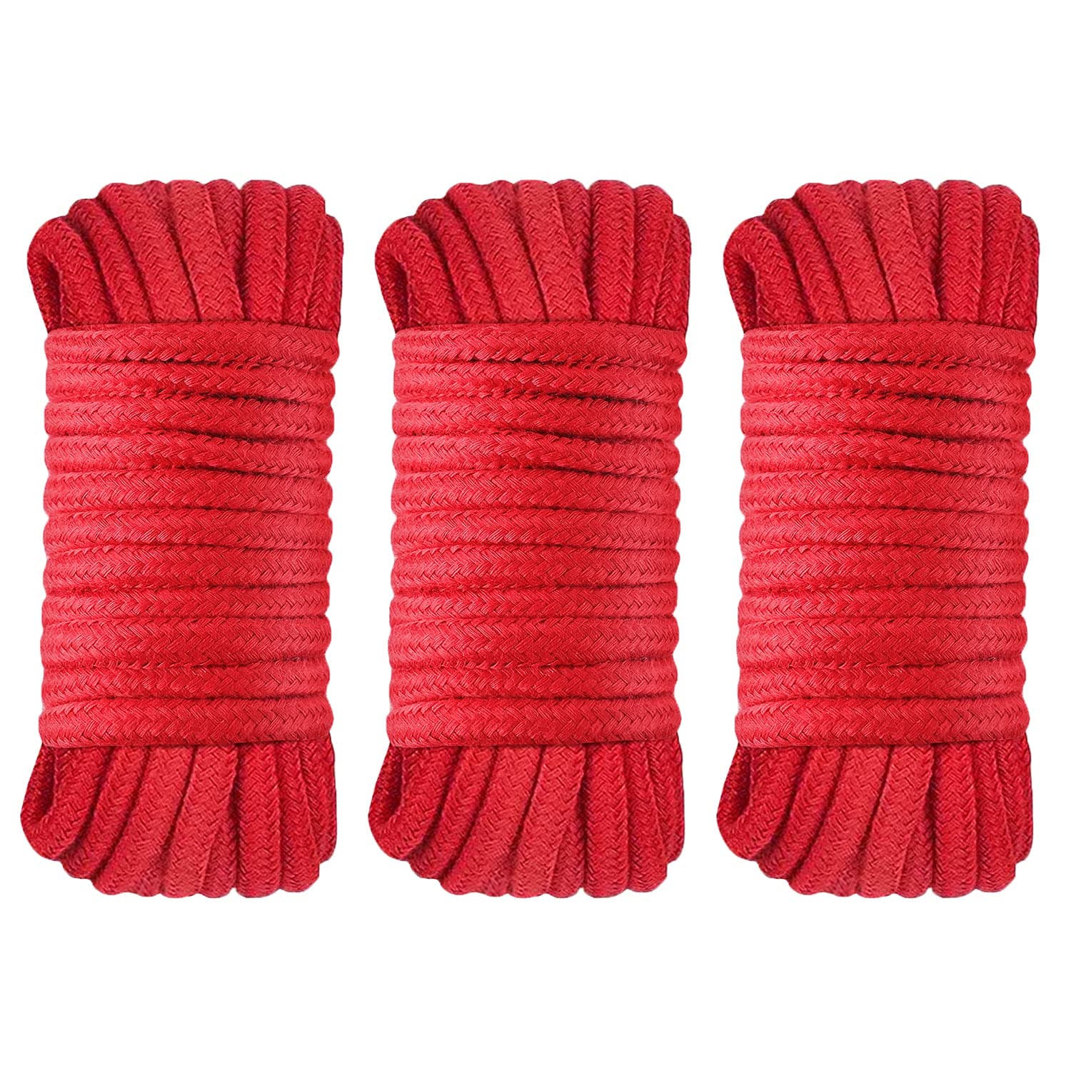 Cotton Rope, 3 Pack 32 feet 10m Red Soft Rope Multi-Purpose Washable Strong Multifunctional Rope Long Strap