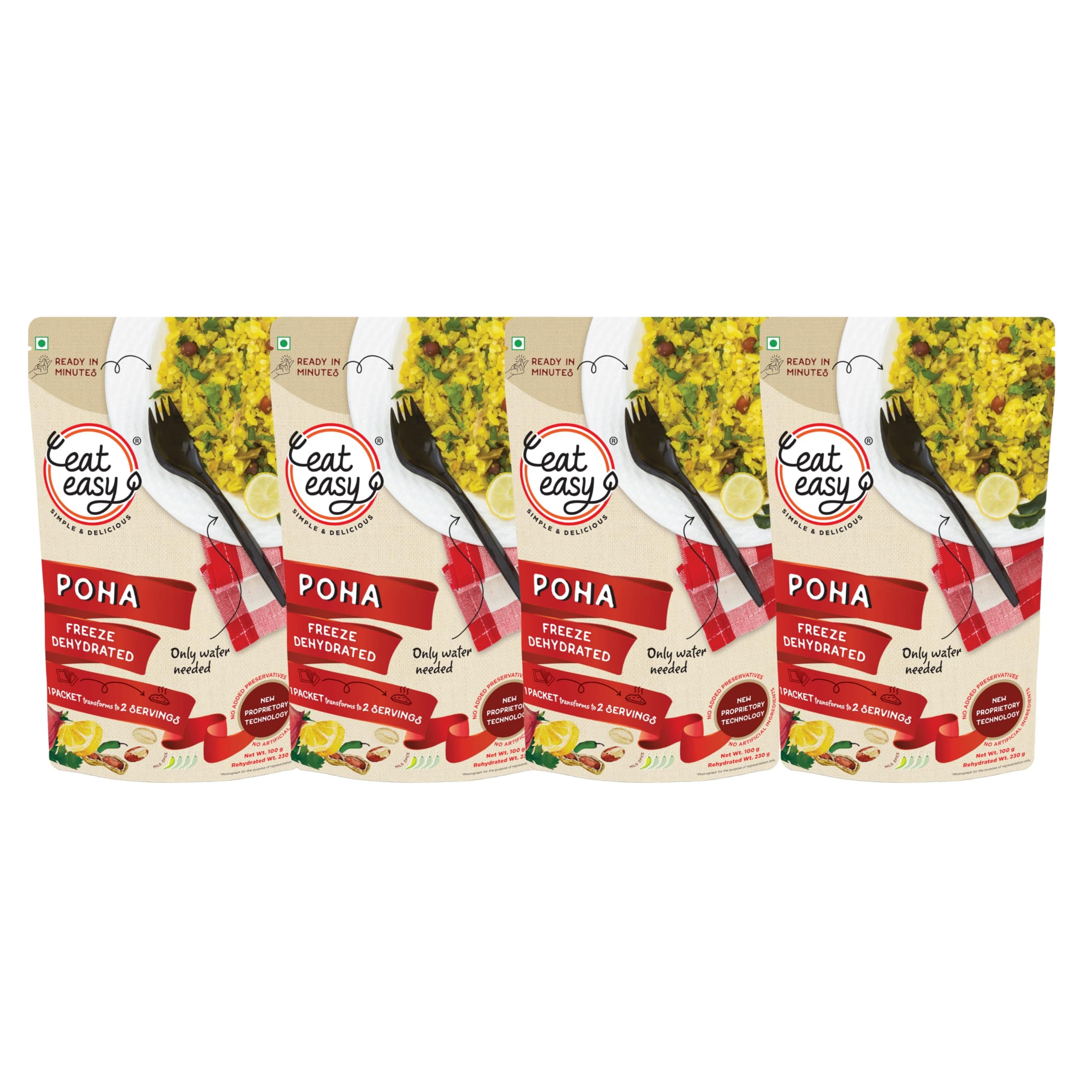 Eat Easy Poha - Ready to Eat Instant Breakfast (4 travel packs)