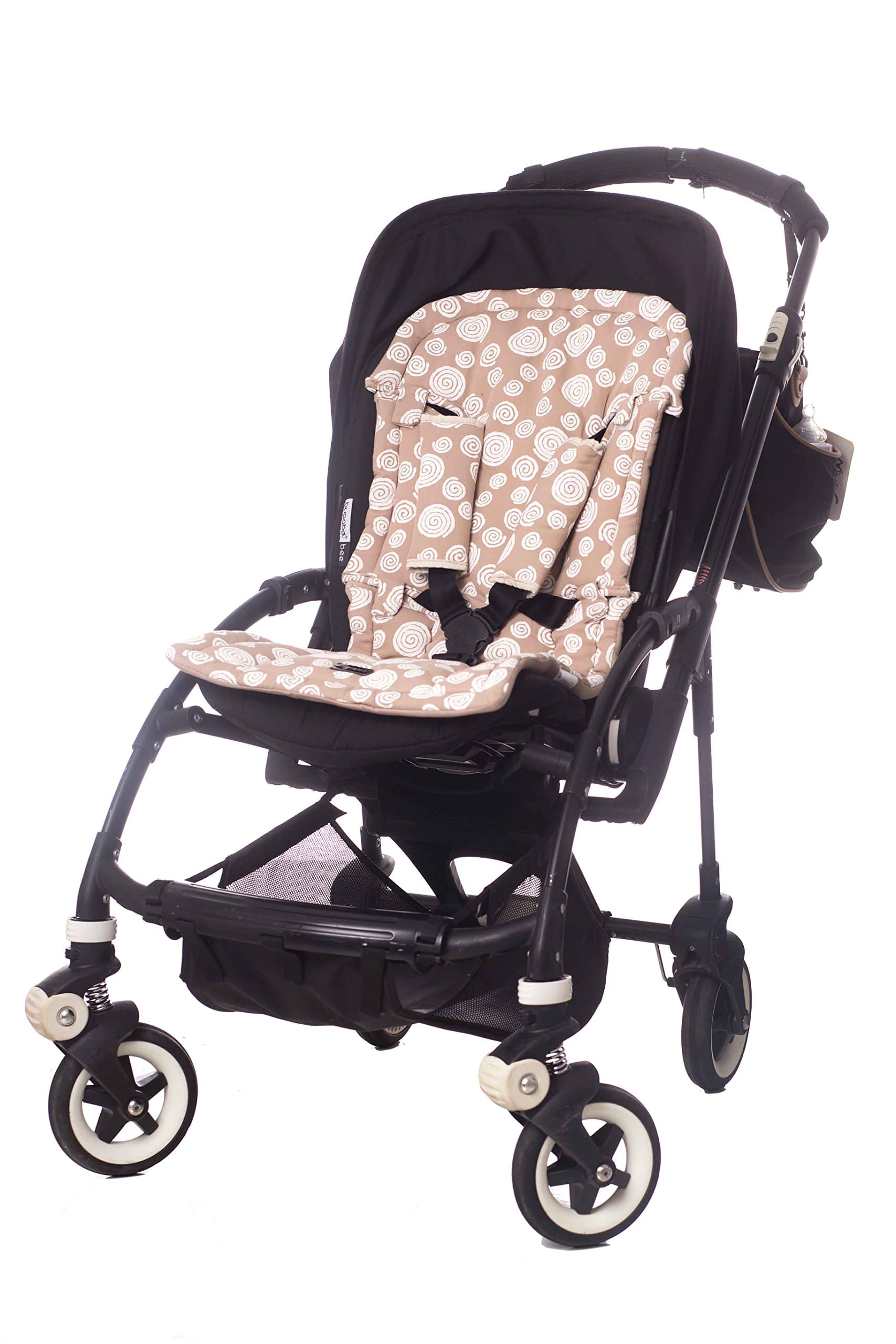 Stroller Seat Liner, Baby Stroller Cushion Pad, Covers fully the seat, Special Design to easy install, Double Sided, (Tan Circle Design)