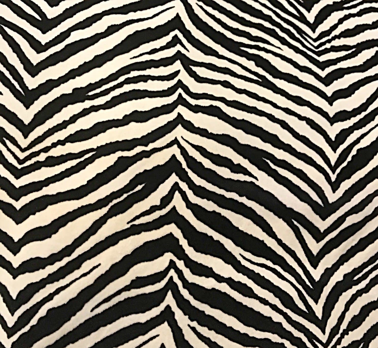 Animal Print"Zebra" Flocked Fabric by The Yard (Black)