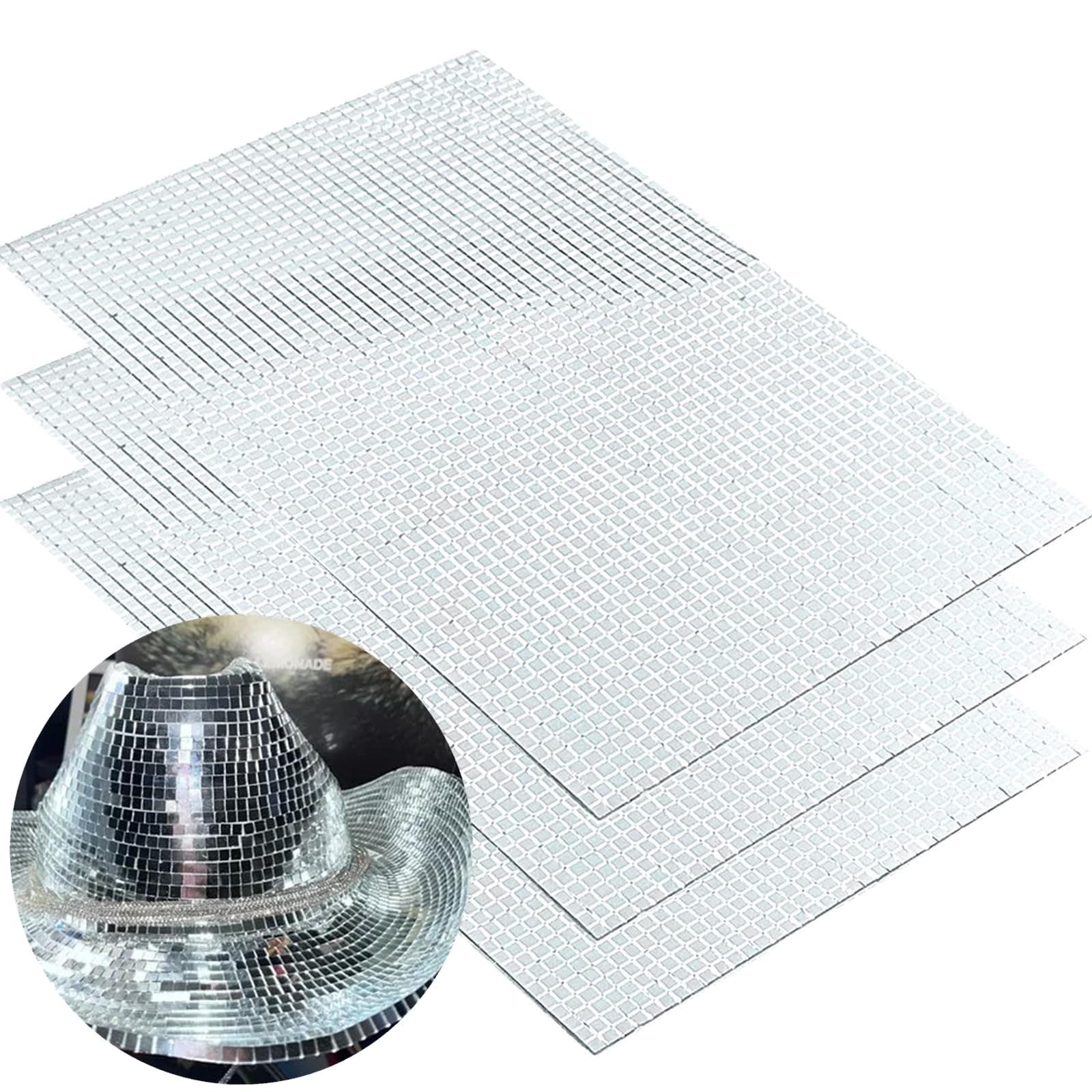 REDODECO Real Glass Silver Mirrors Mosaic Tiles Sticker for Craft Square Glass Tiles Self Adhesive,5mm by 5mm (Silver, 10700PCS)