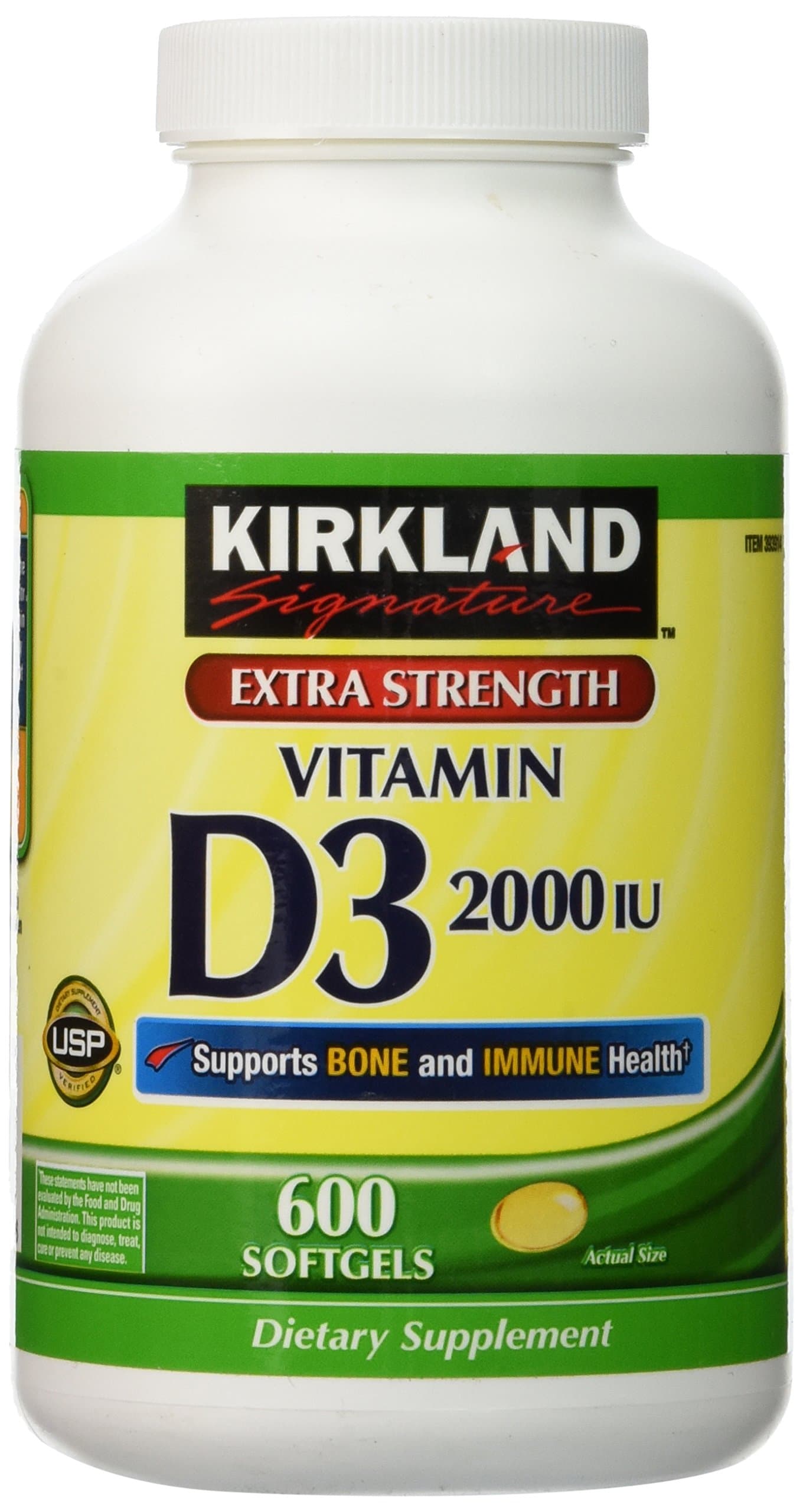 Signature Kirkland Extra Strength Vitamin D-3 2000 Iu 600 Soft Gels