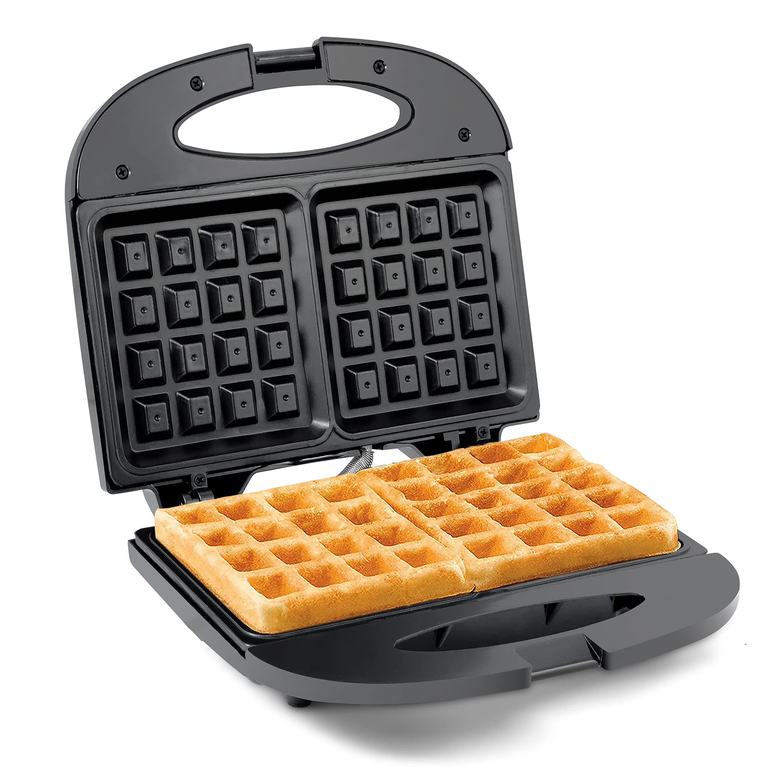 Maxi-Matic Electric Nonstick Belgian Waffle Iron Snack Maker Machine, Breakfast, Sandwiches, Compact & Portable, 2 Slice, Black
