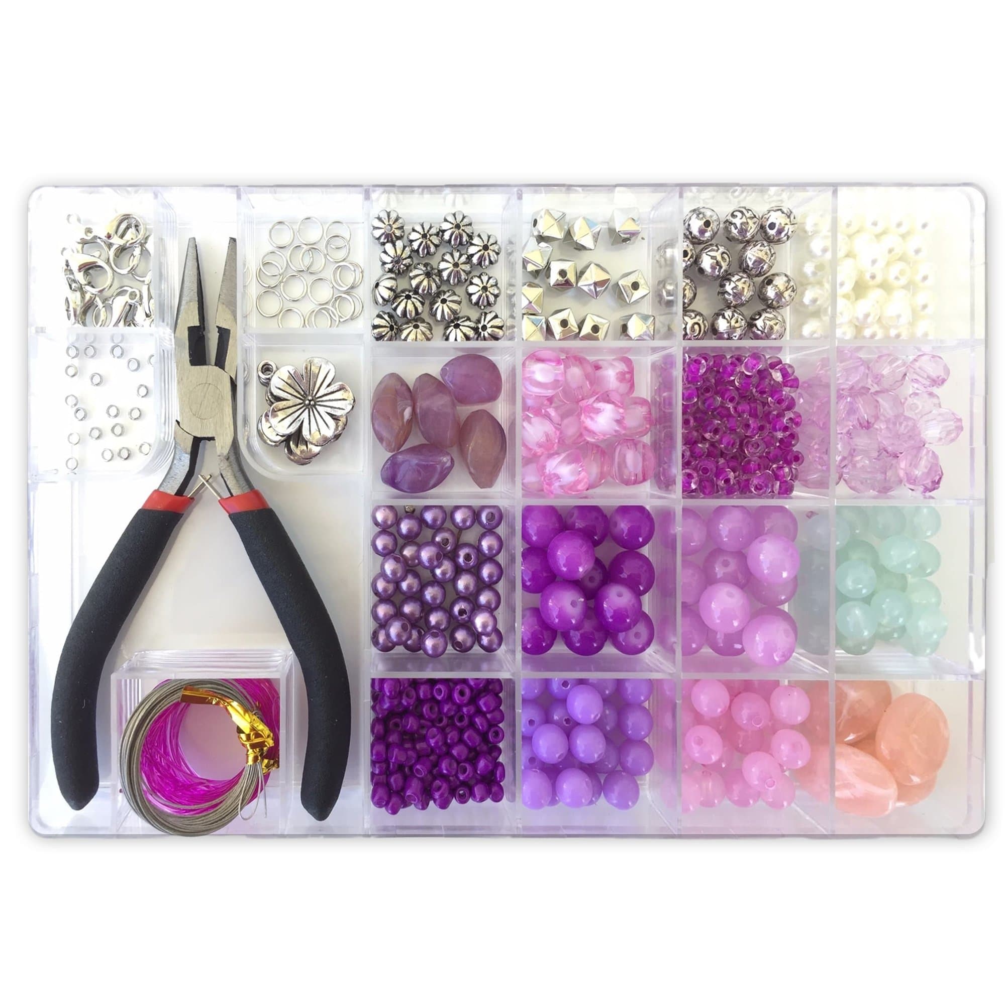 Jewelry Making Kit- Everything Included in This Beginners Jewelry kit. Girls and Teens Will Love Exploring Their Creativity. Directions and Sample Ideas Included with This Lavender Bead kit.