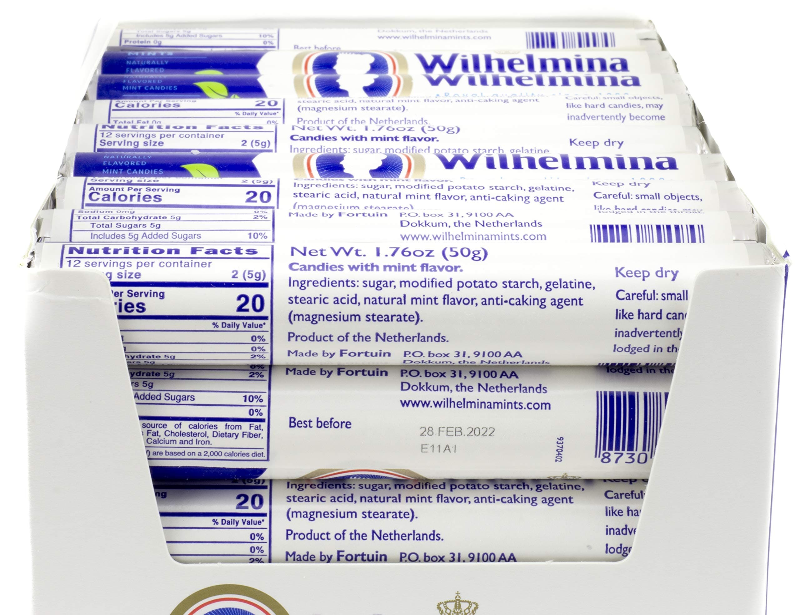 Fortuin Wilhelmina Peppermints - Rolls of 49 gr. / 1.7 Oz. (Pack of 36 in display)