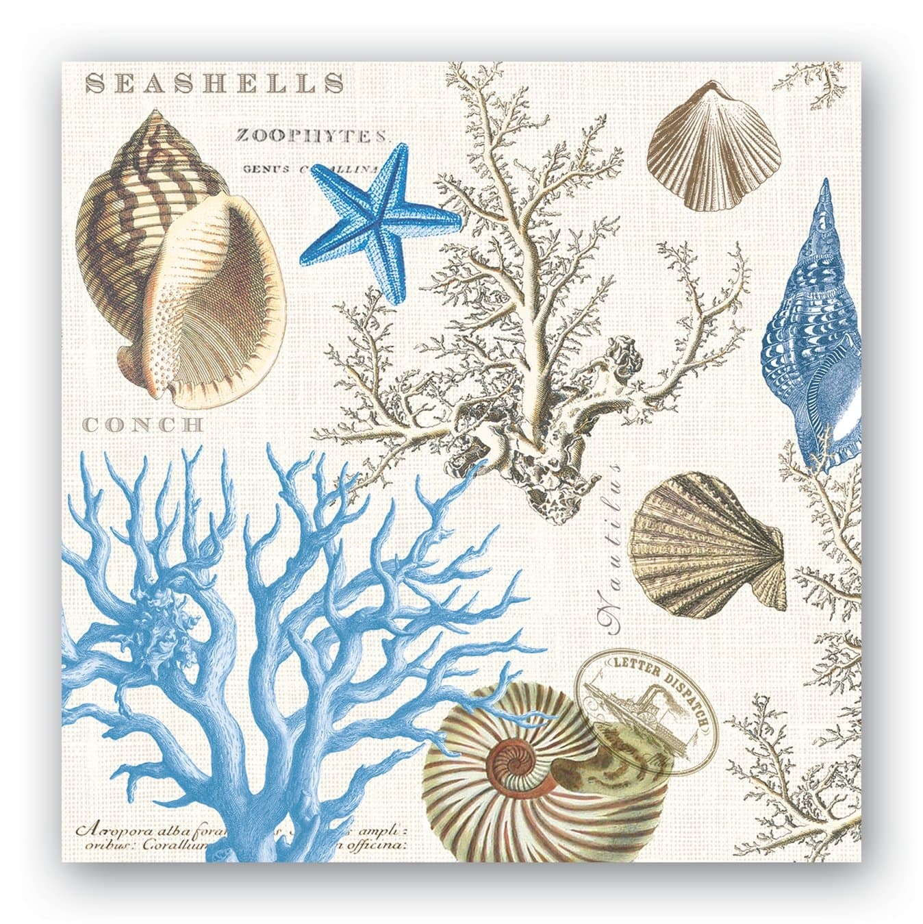 Michel Design Works 20-Count 3-Ply Paper Luncheon Napkins, Seashore