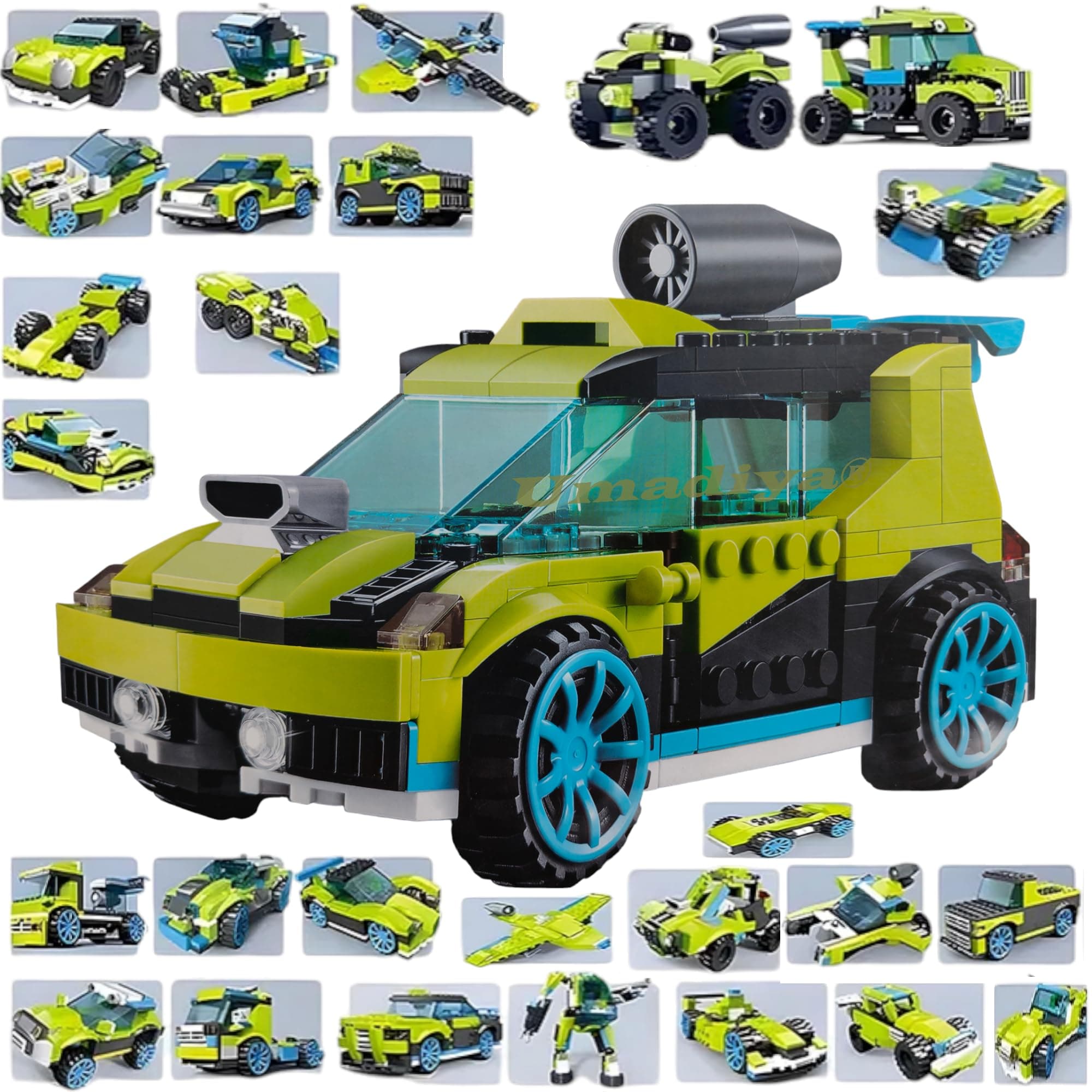 Architect 30 in 1 Rocket Rally Racing Cars Building Blocks | 241+ Pieces | Creative Construction Toy for Kids | DIY Brick Robot Jet, Ship Models Play Build Skill | Ideal for Boys & Girls