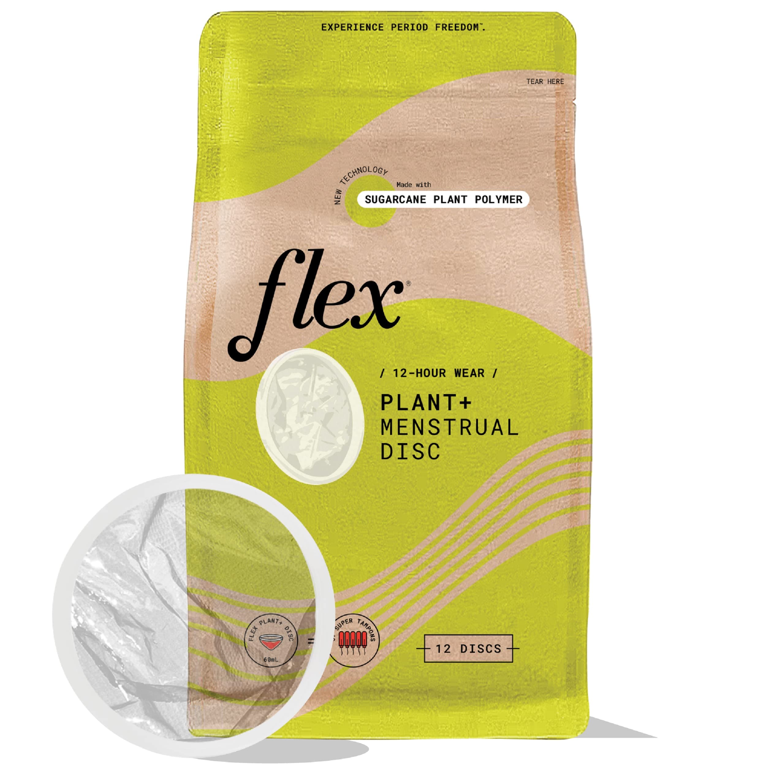 Plant Plus Disc | Plant-Based Disposable Period Discs Tampon And Cup Alternative Capacity Of 5 Super Tampons Menstrual Made With Sustainable Medical-Grade Polymers 12 Count