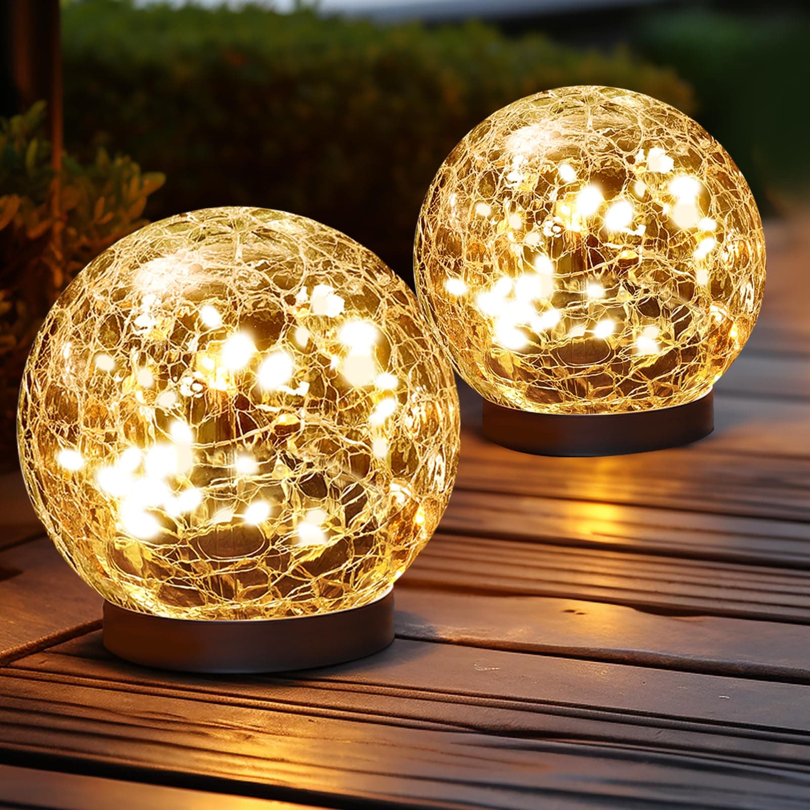 Solar Globe Lights Outdoor Waterproof-Solar Balls for Garden-Cracked Glass Ball Outdoor-Solar Orbs for Outside-Outdoor Decorations for Patio and Yard Lawn Backyard Decor