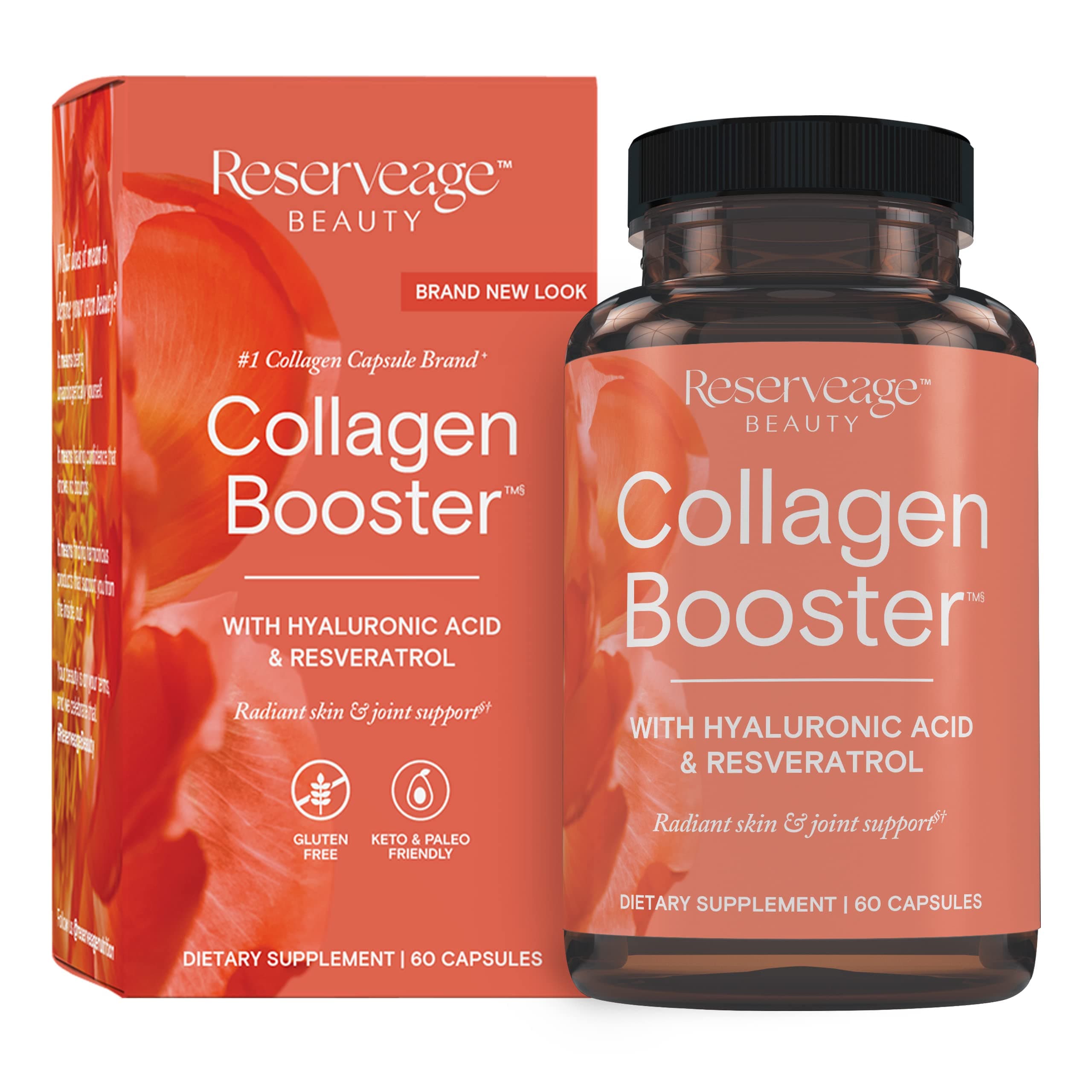 ReserveAge Nutrition, Collagen Booster with Hyaluronic Acid & Resveratrol, 60 Capsules
