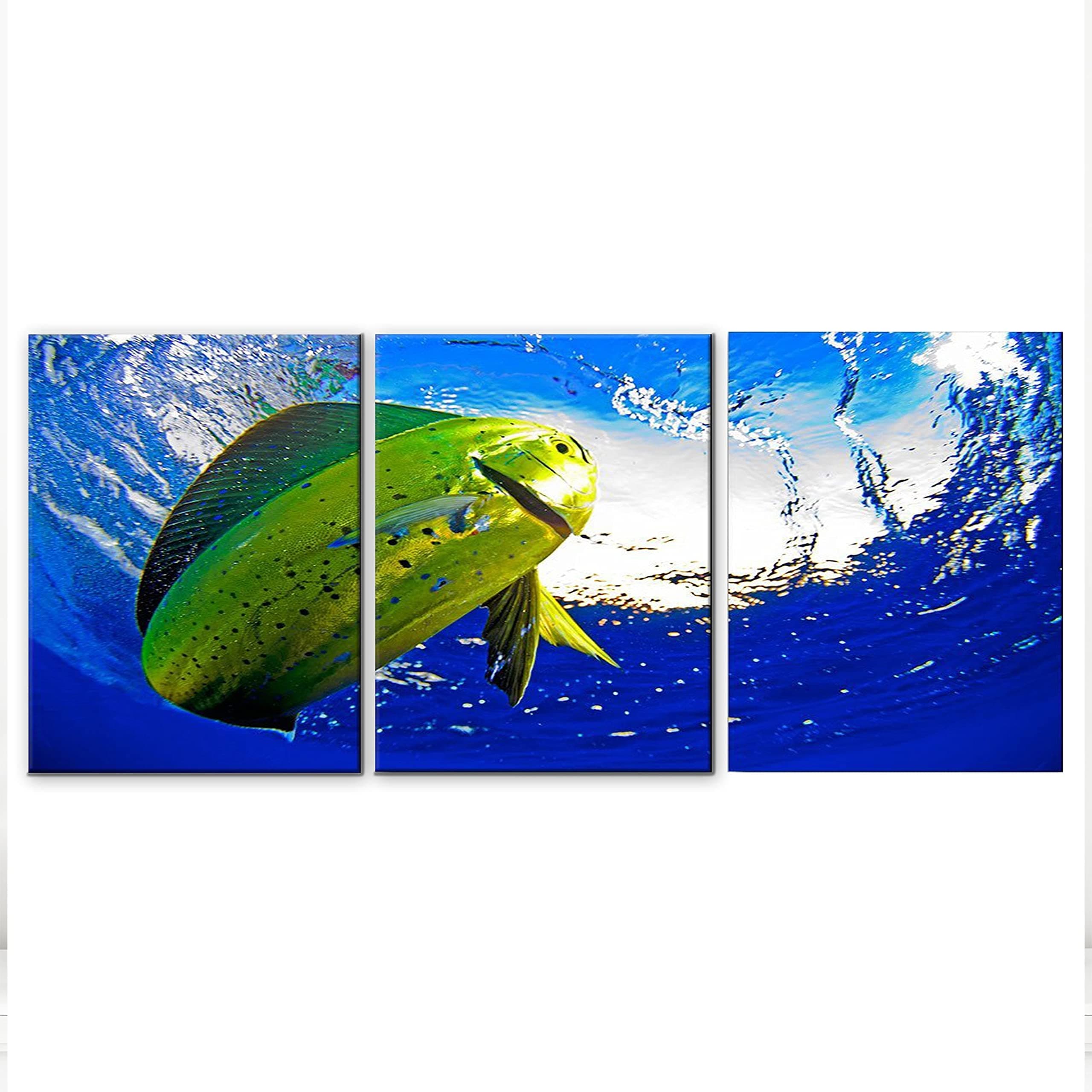 Ready2HangArt Mahi' 3-Piece Canvas Wall Art Set by Chris Doherty - Blue 3 Panels: 30 in. h x 20 in. w