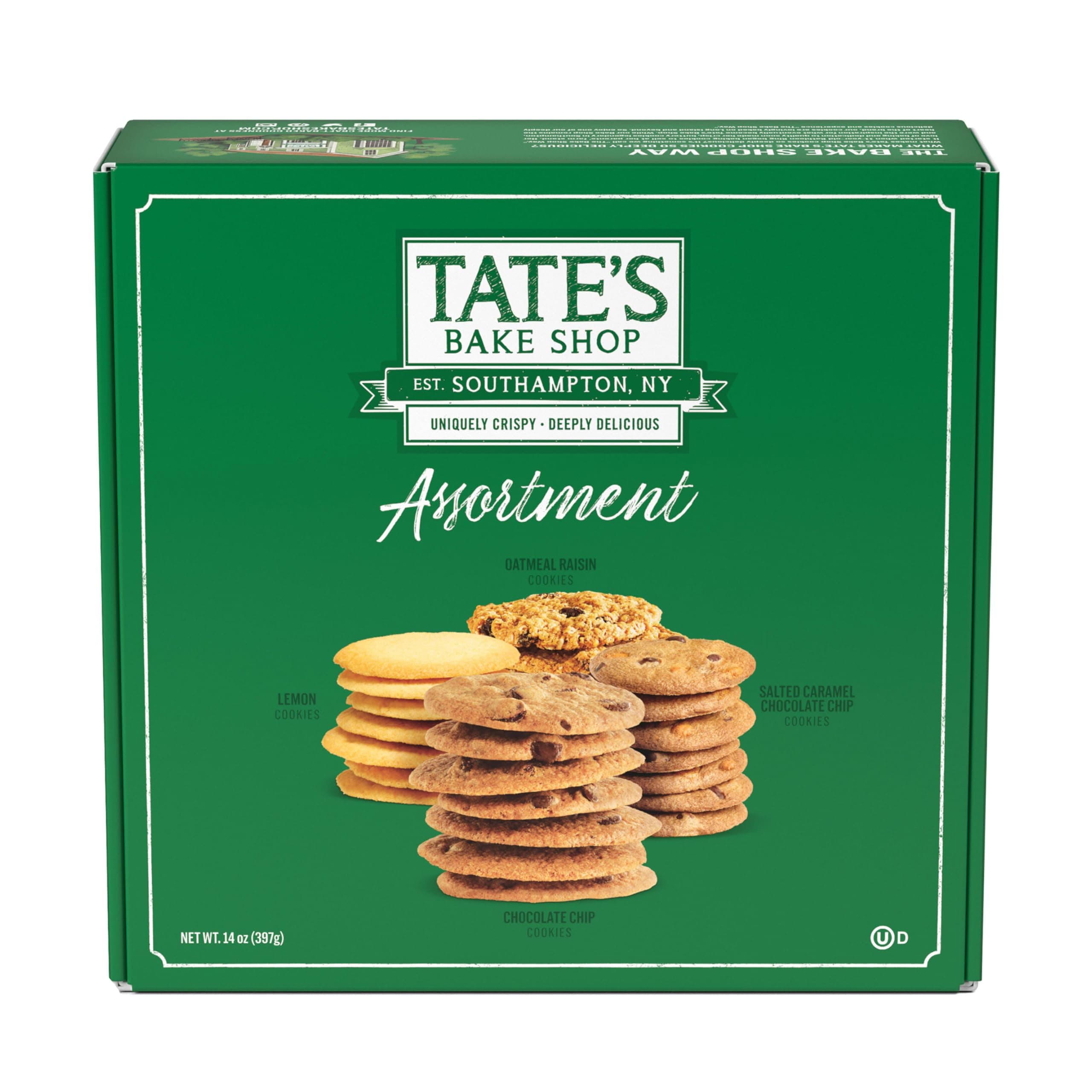 Tate's Bake Shop Cookies Gift Box, Chocolate Chip, Oatmeal Raisin, Butter Crunch and Lemon Cookies, 14 oz